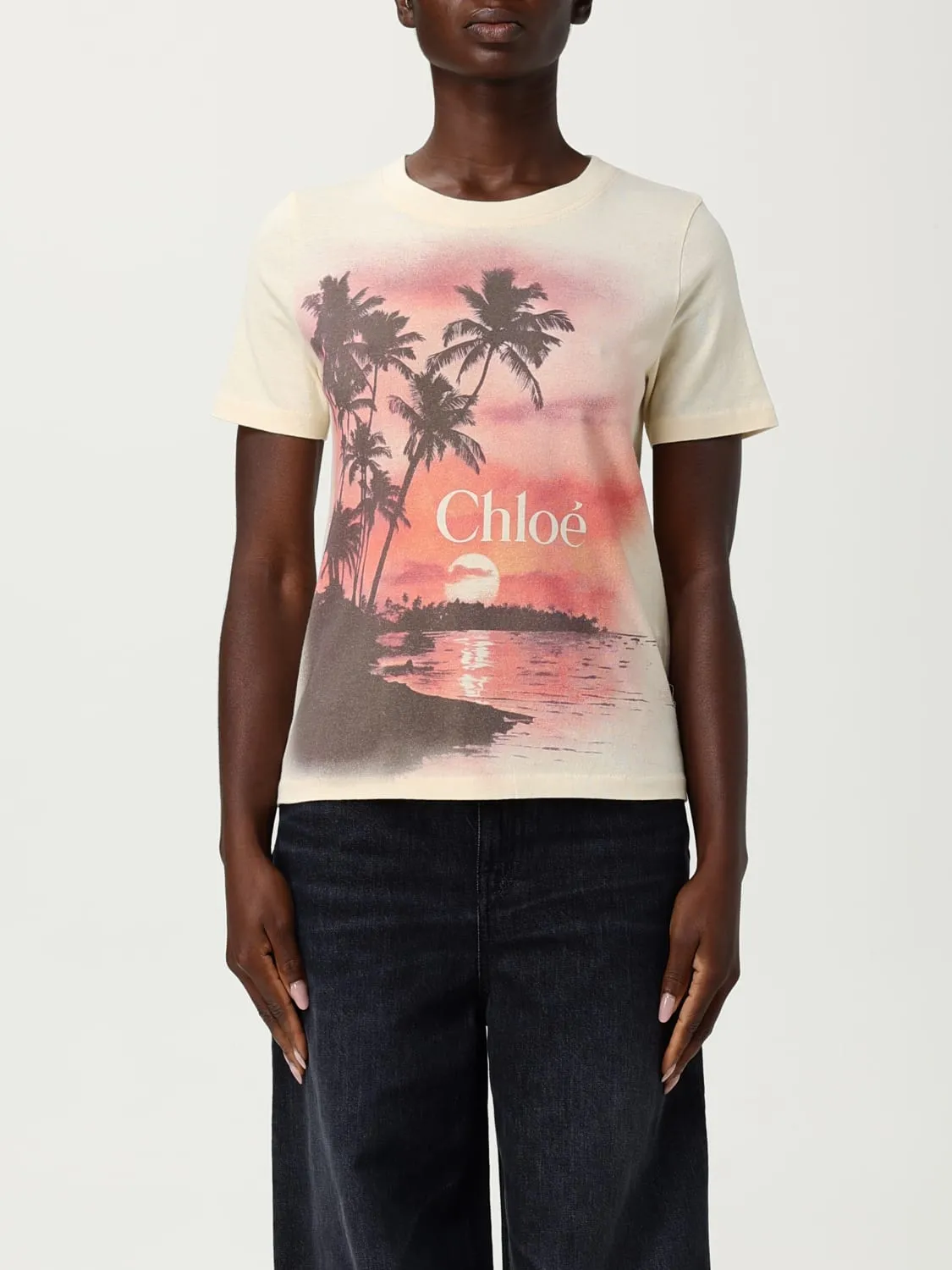T-shirt Chloé in cotone con stampa logo