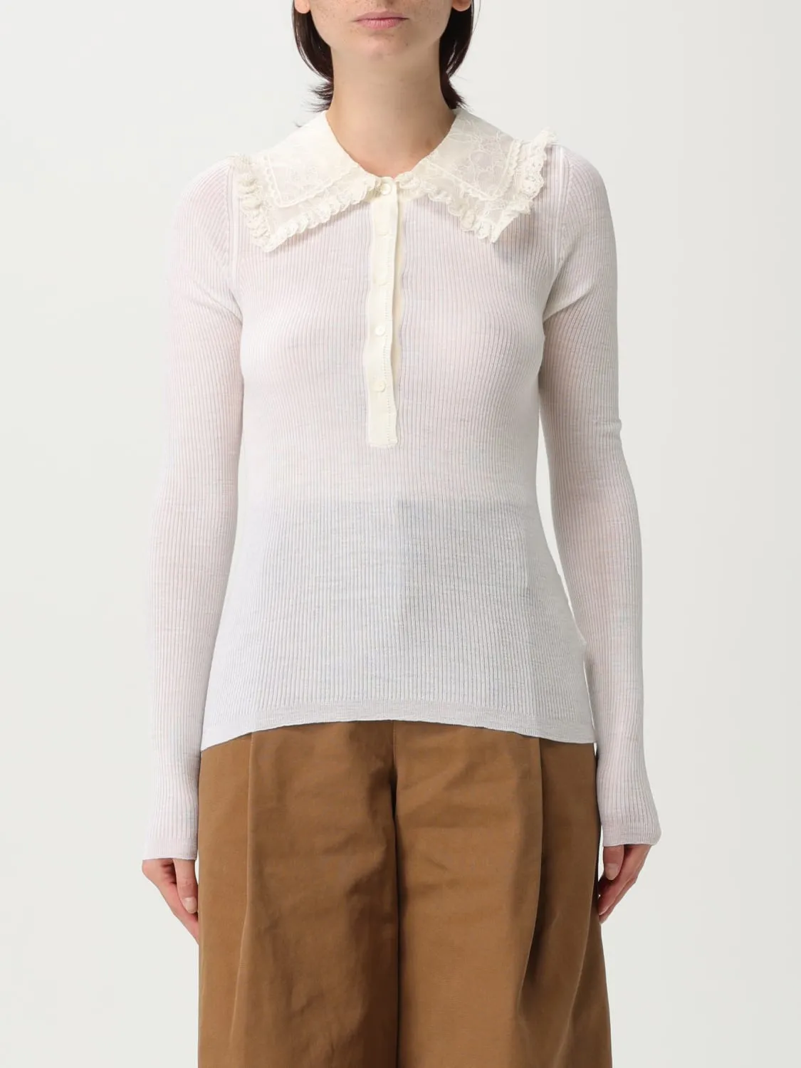 Polo in misto lana a coste Chloé