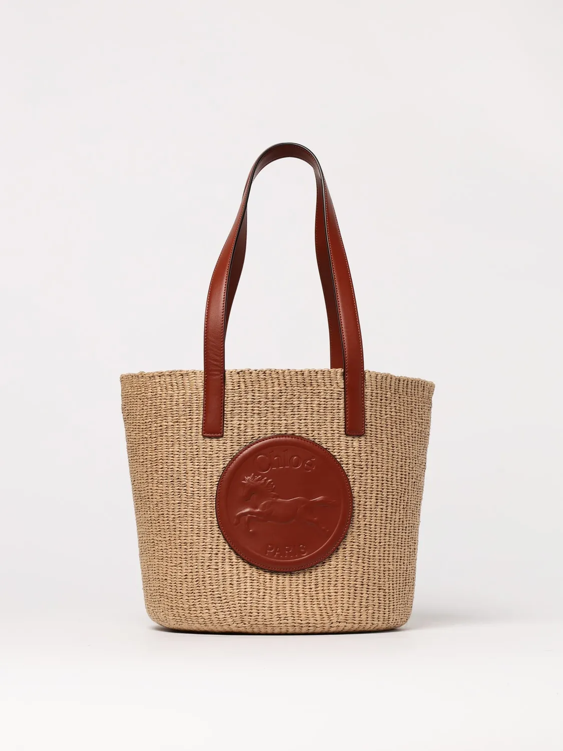 Borsa Horse Medal Chloè in rafia e pelle