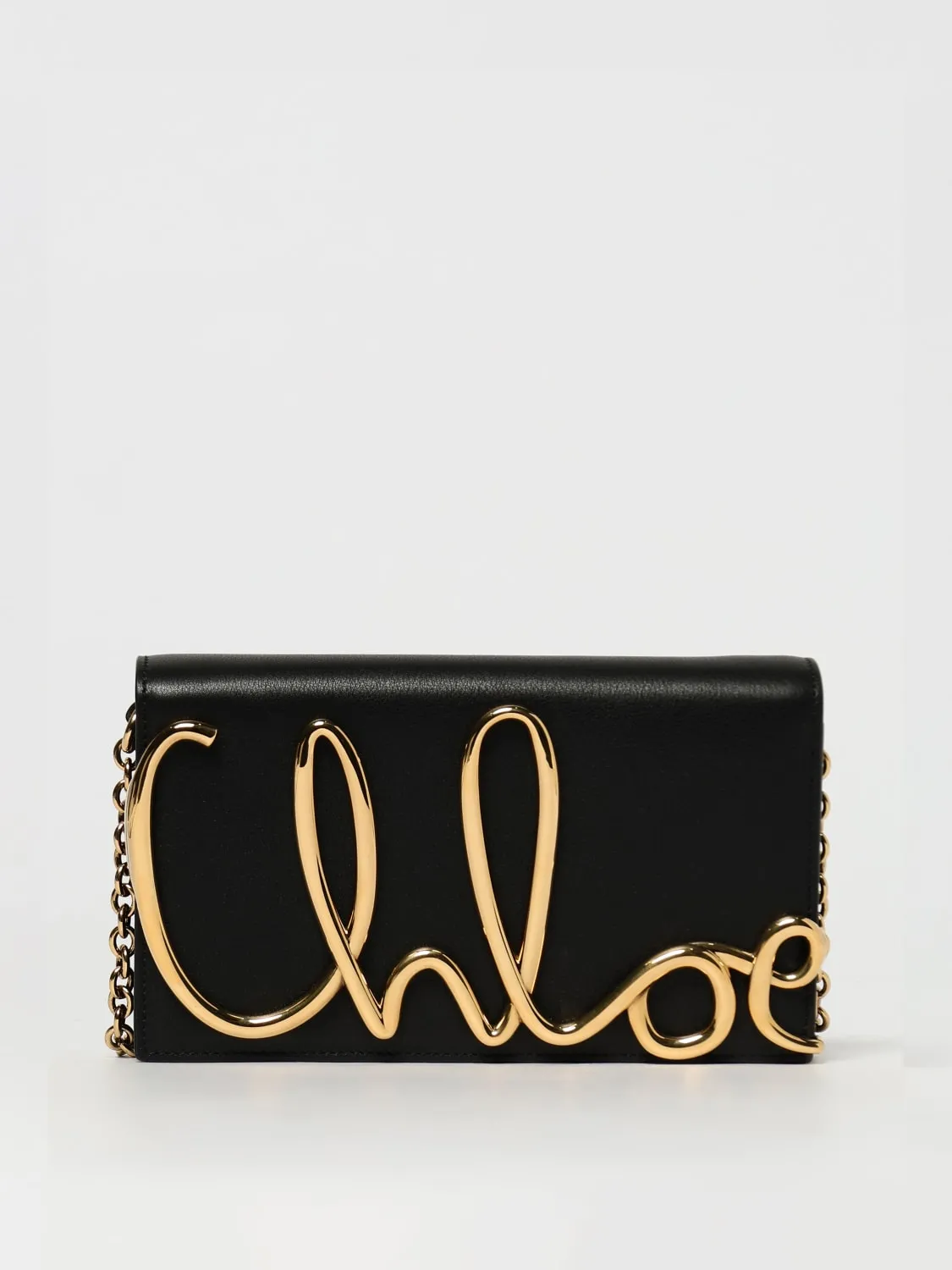 Borsa a tracolla Iconic in pelle con maxi logo Chloé