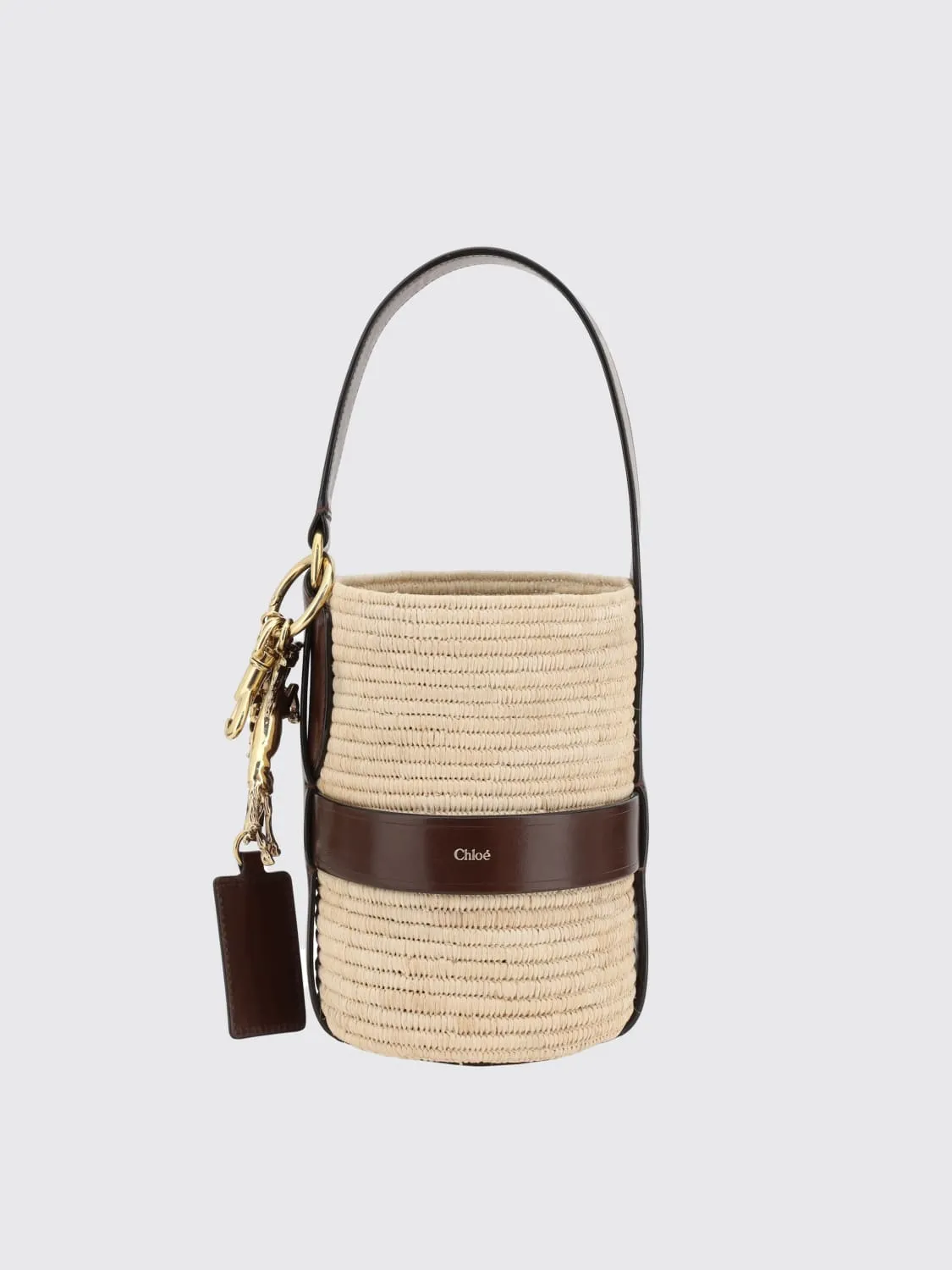 Borsa a secchiello Kerala 25 piccola in rafia e pelle ChloÉ