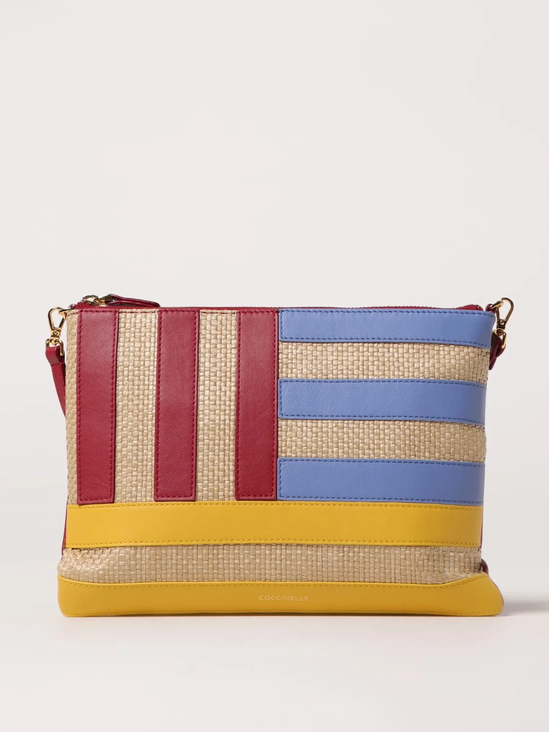 Borsa Aveiro Patch Medium Coccinelle in pelle e rafia