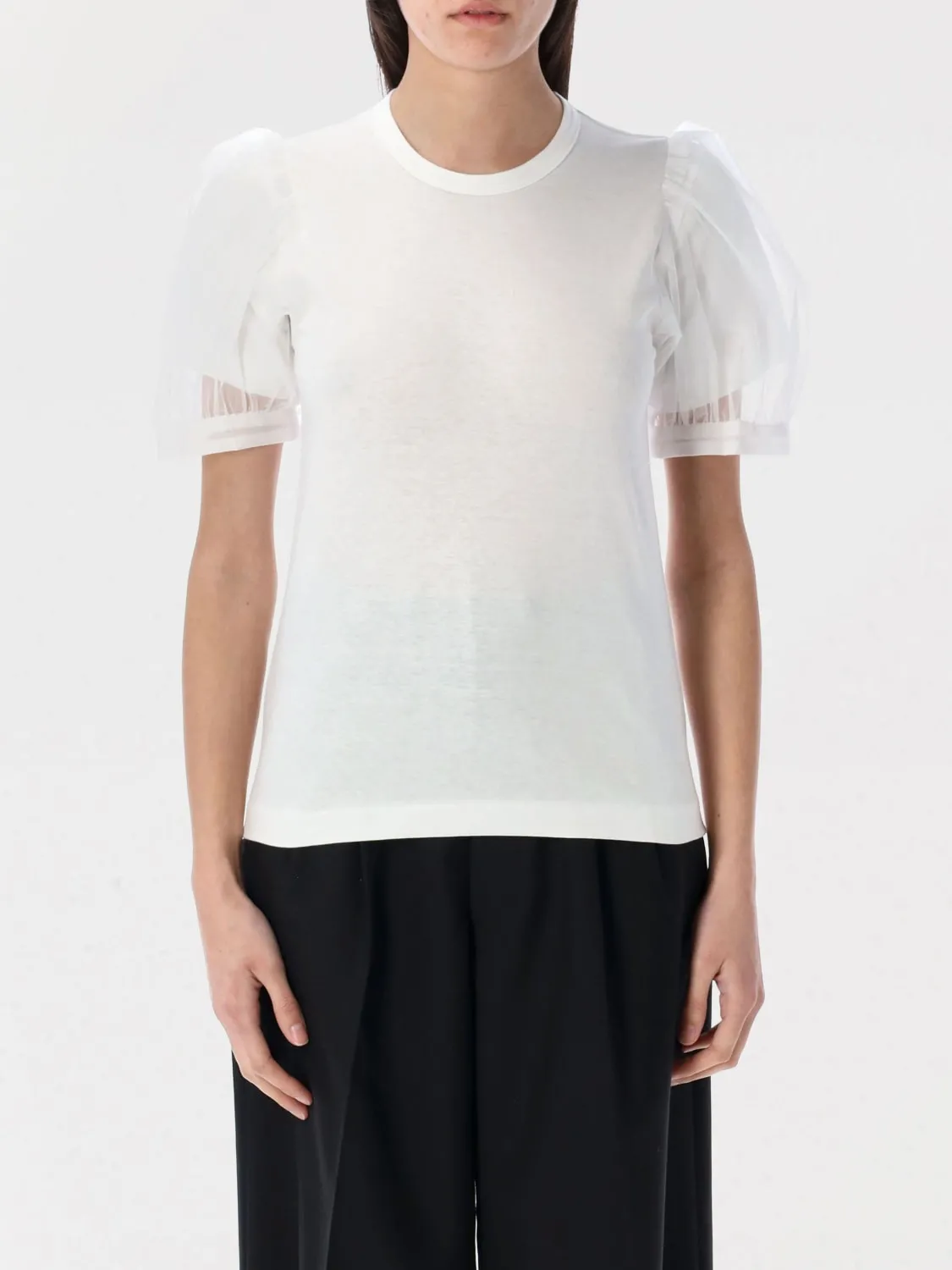 T-shirt Comme Des Garçons in cotone con tulle