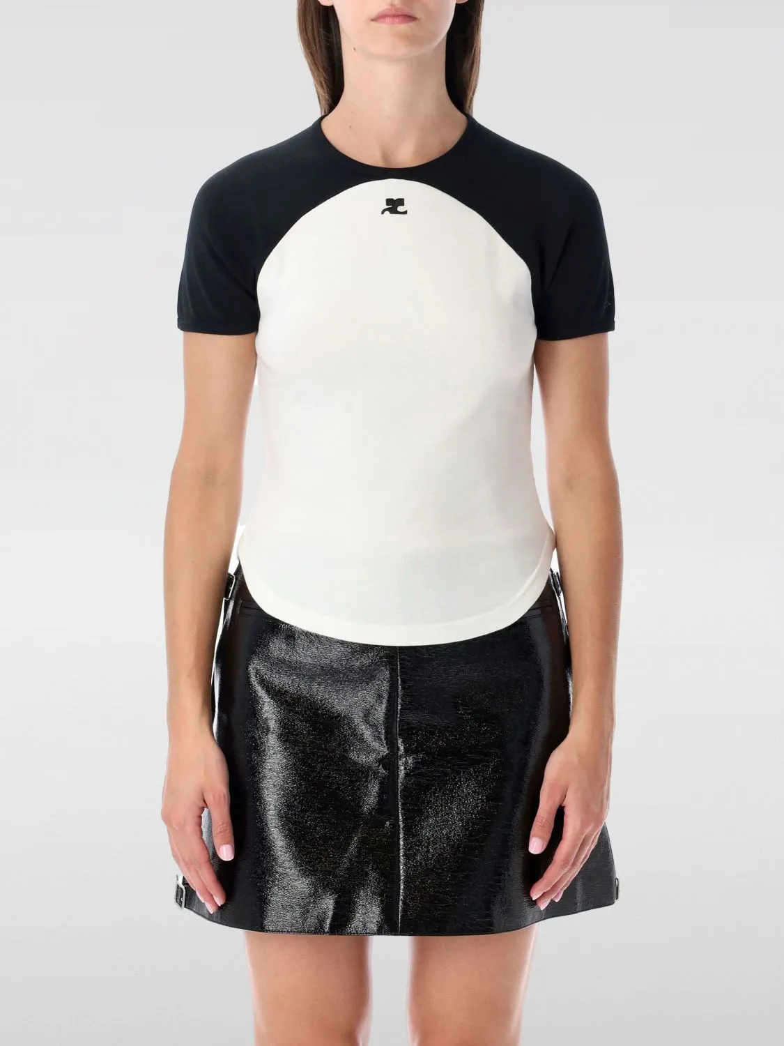 T-shirt in cotone bicolor Courrèges