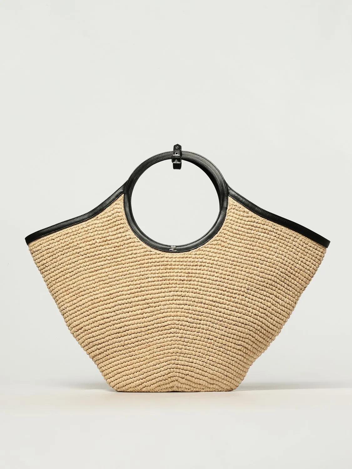 Borsa Courrèges in rafia intrecciata e pelle