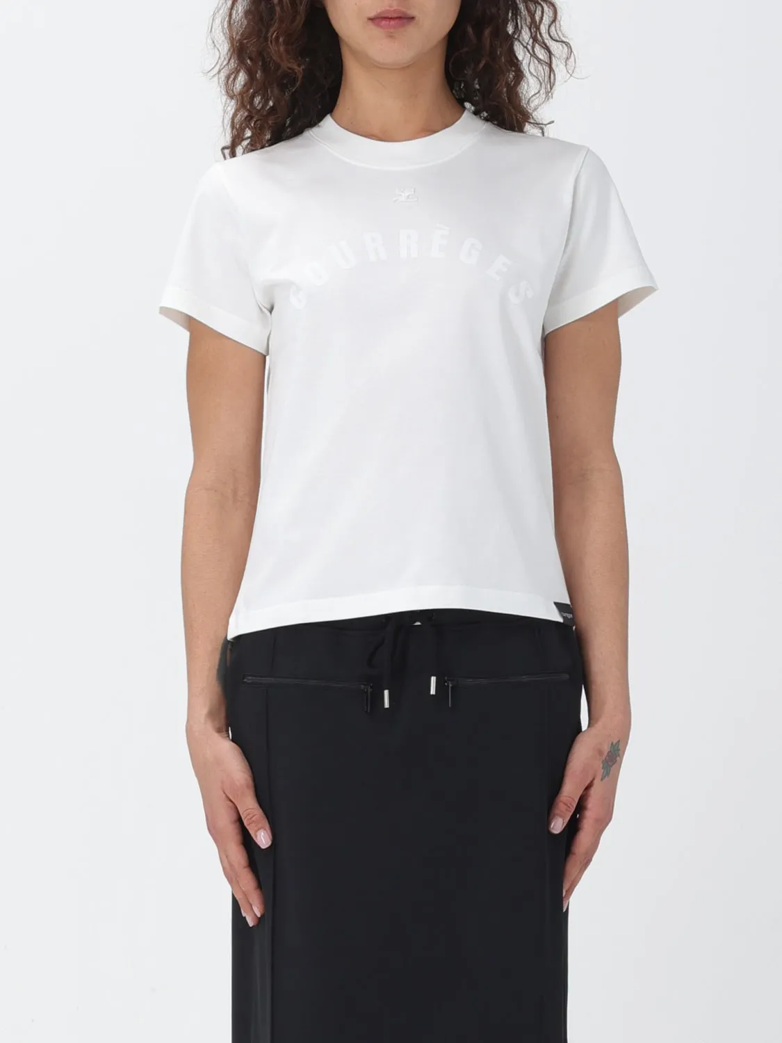 T-shirt Courrèges in jersey con logo