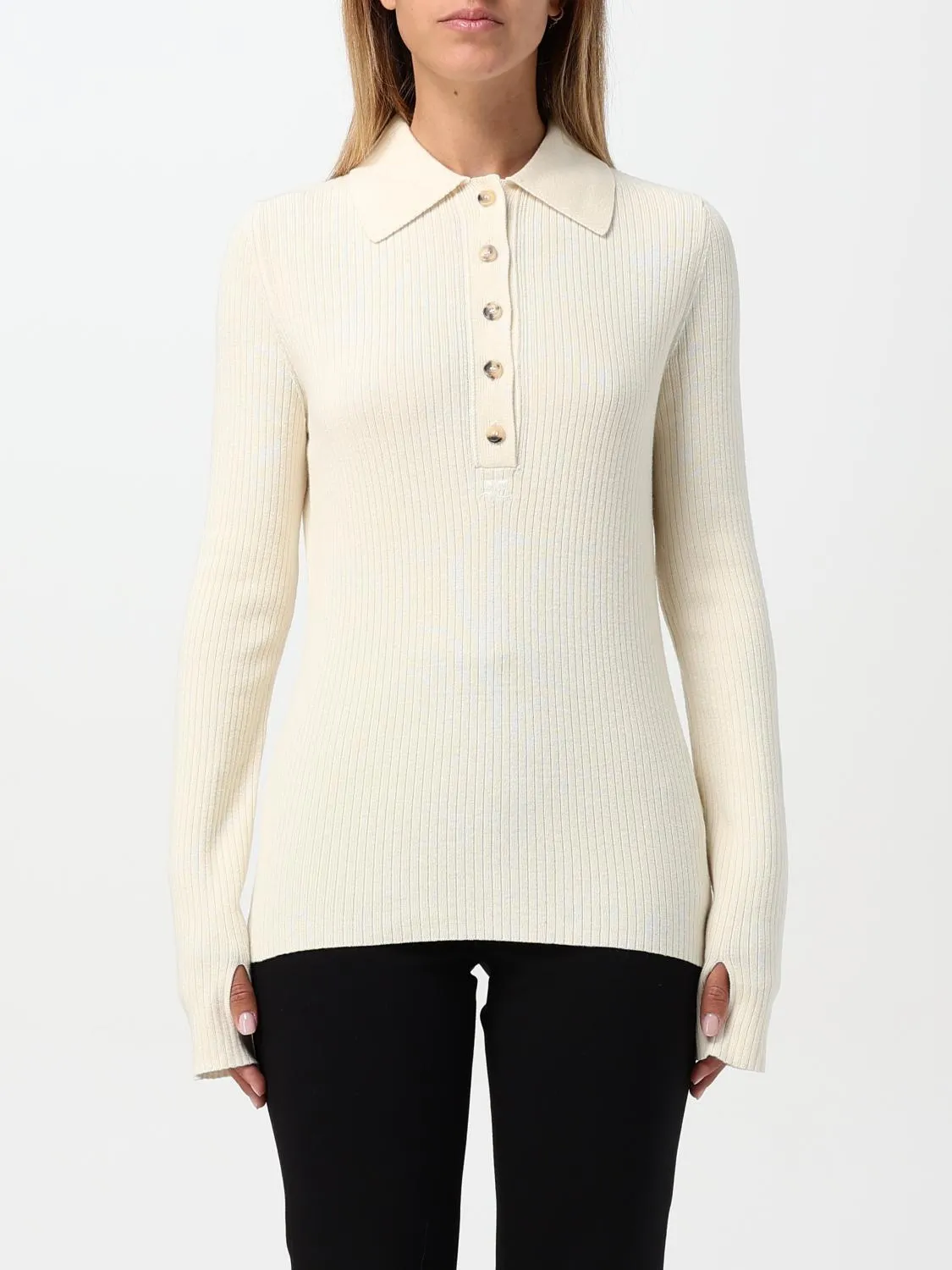 Polo Courrèges in cotone e lana