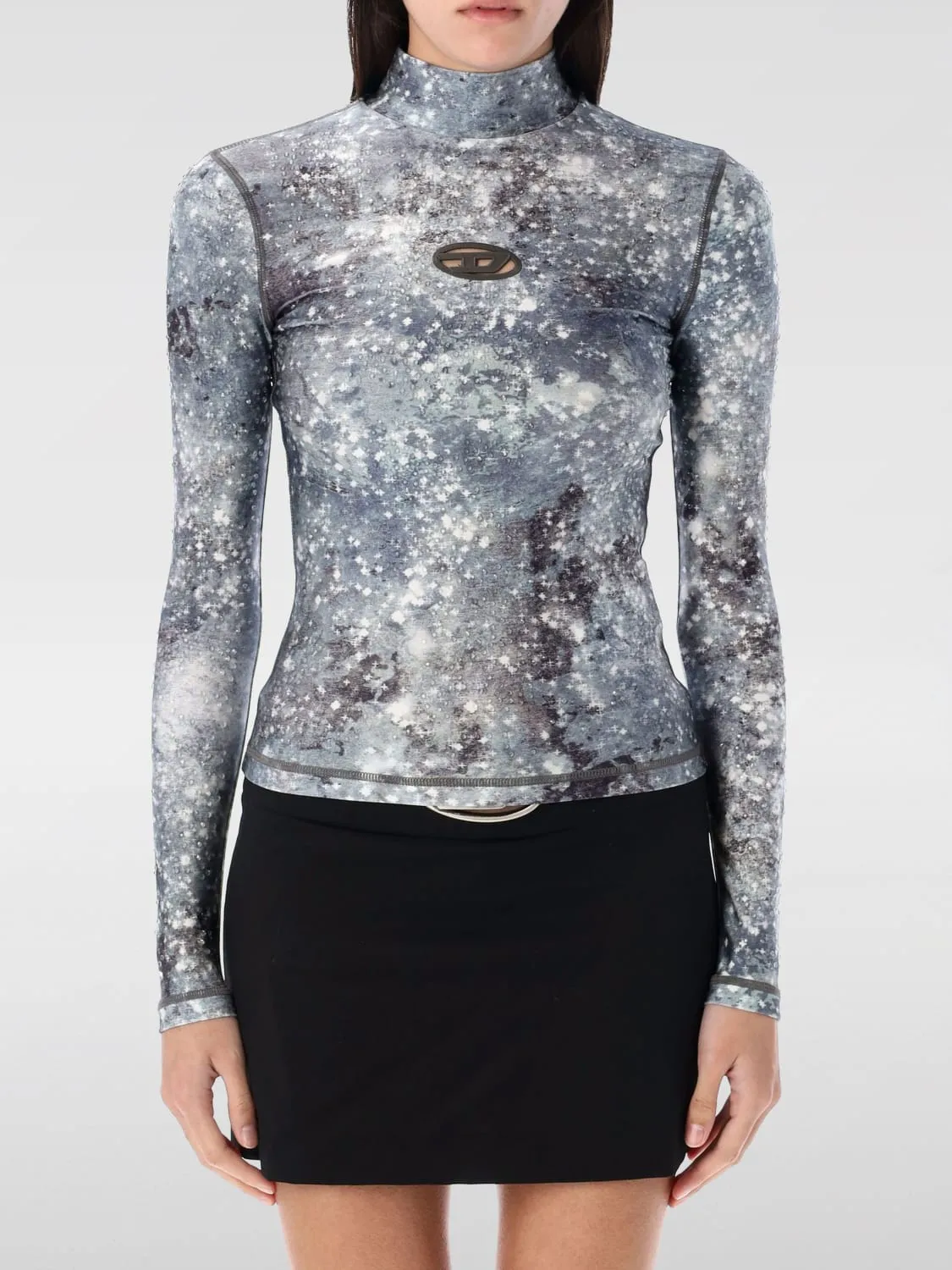 Top T-Akara Diesel stampato con logo Oval D