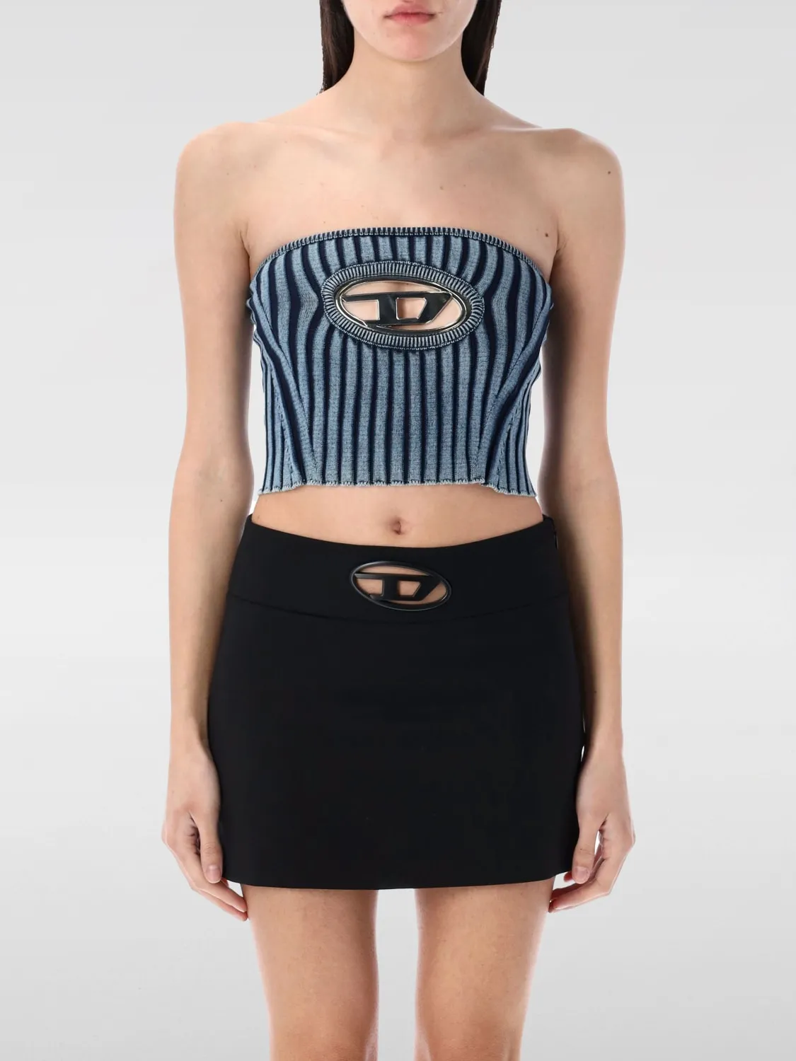 Top a fascia Diesel in jersey di cotone