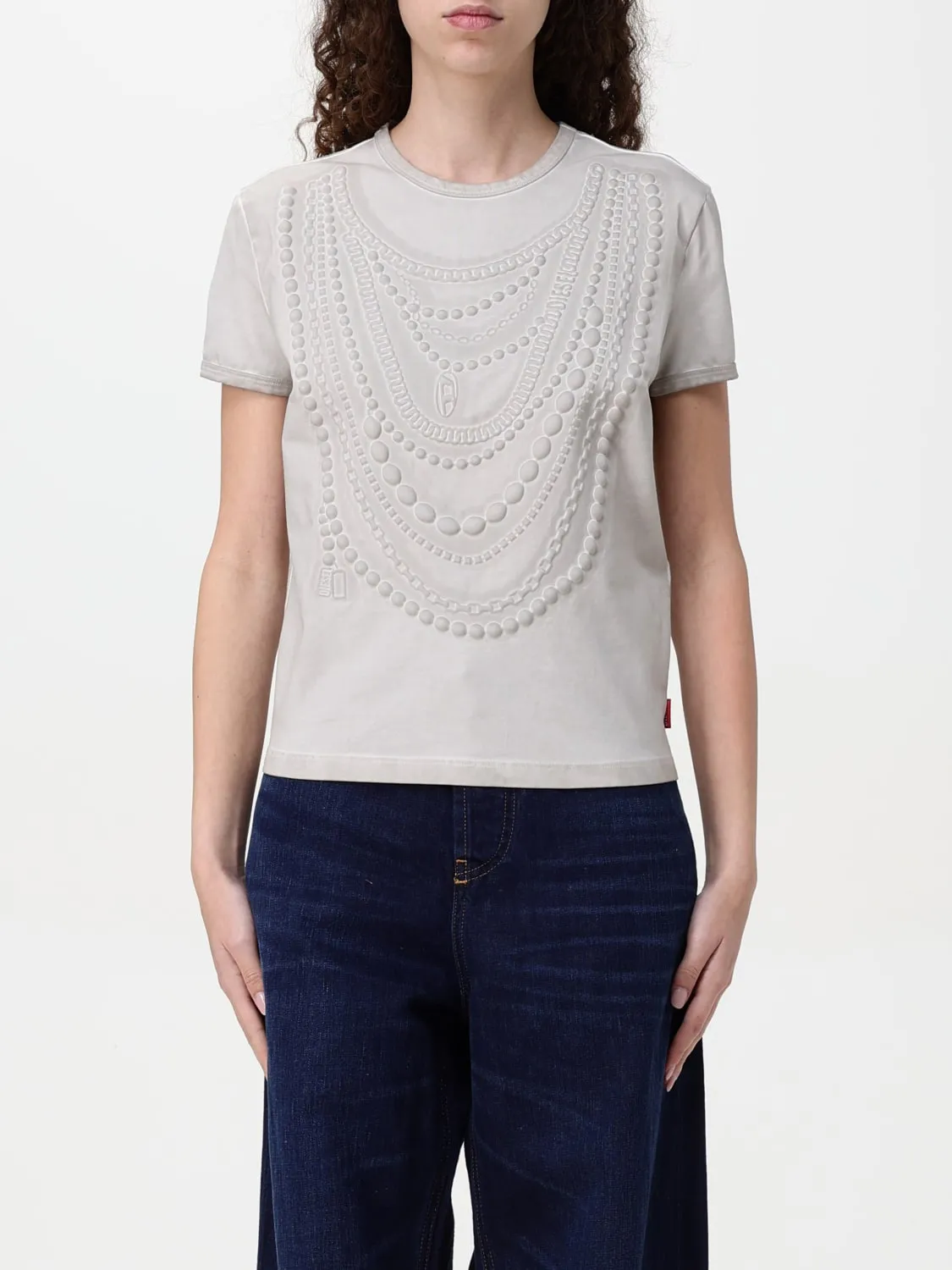 T-shirt Diesel in cotone stretch con dettagli in rilievo