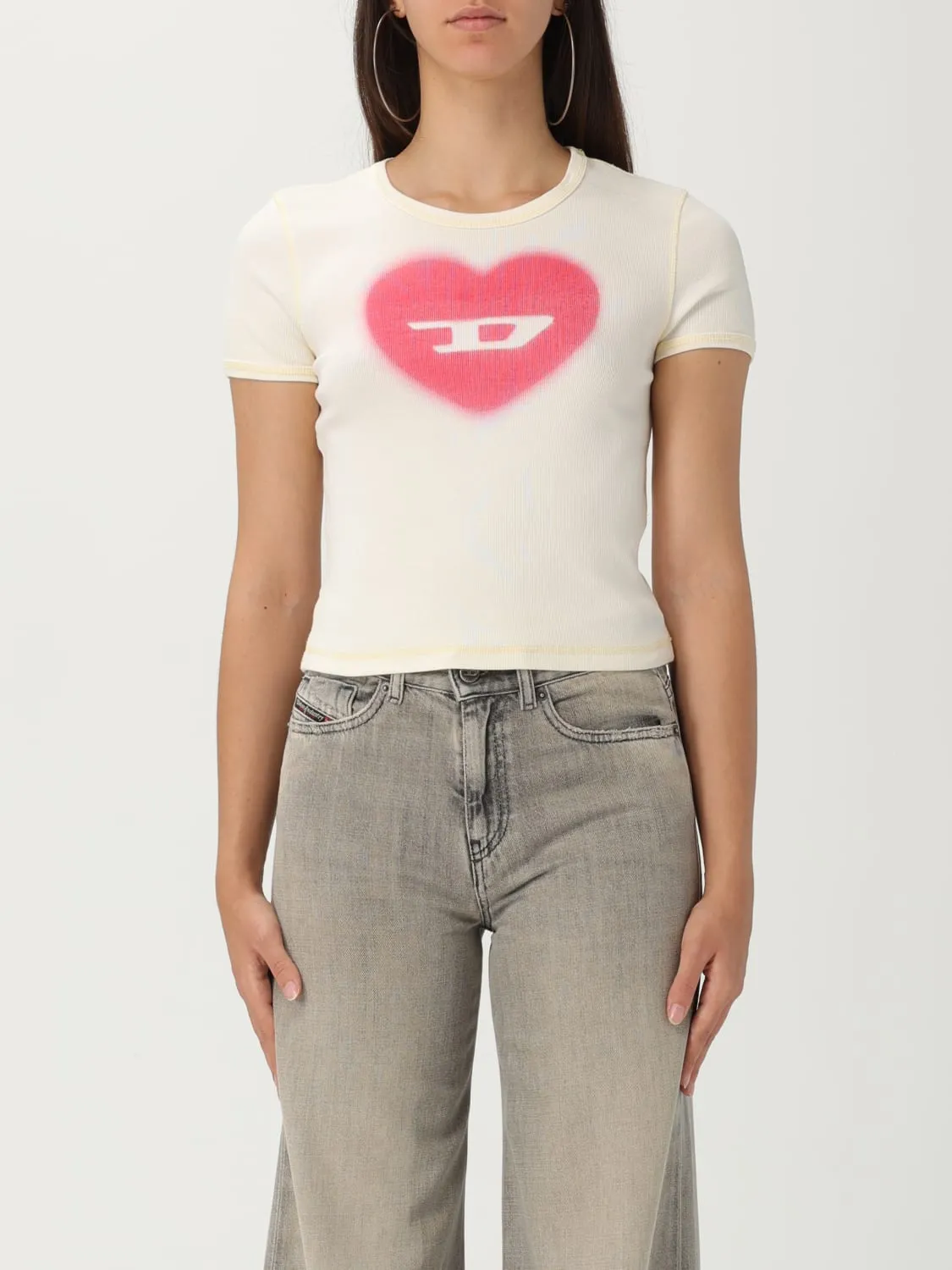 T-shirt Diesel in cotone con stampa Oval D