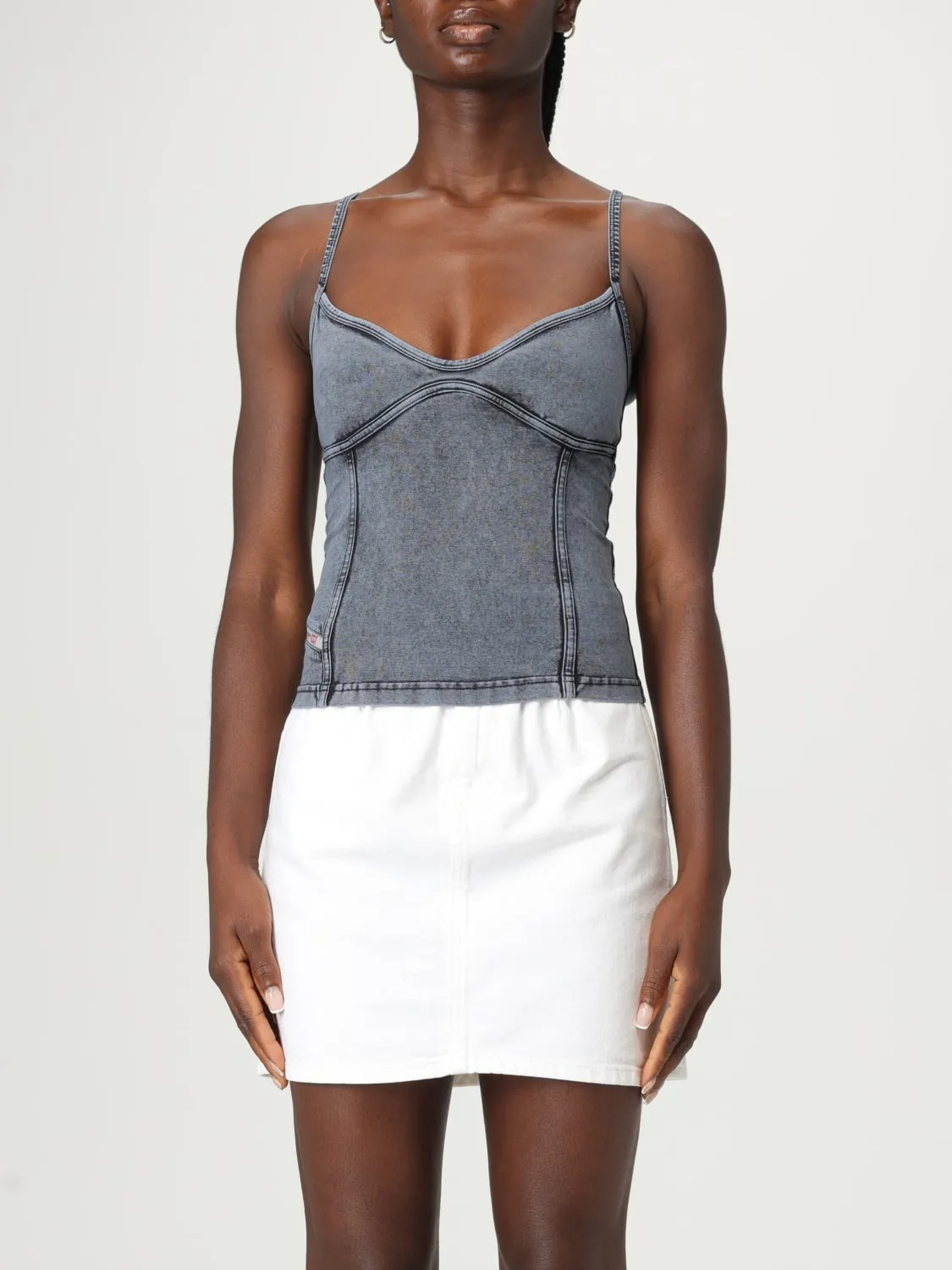 Top di jeans Diesel con logo