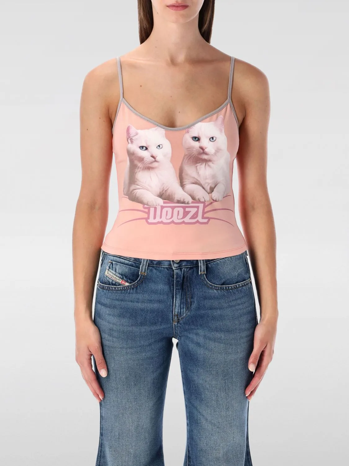 Top crop in cotone stampato Diesel