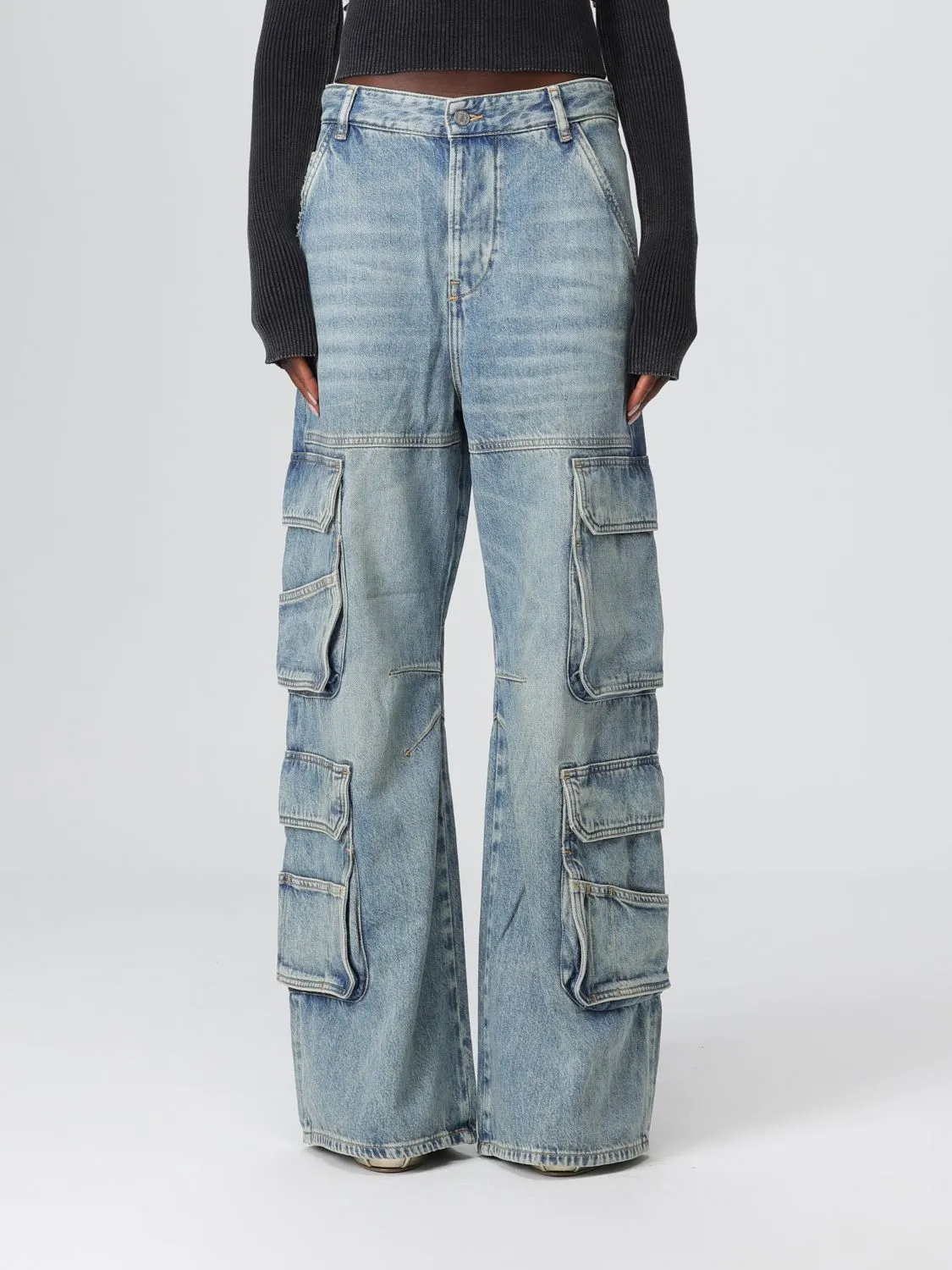 Jeans cargo Diesel in denim di misto cotone