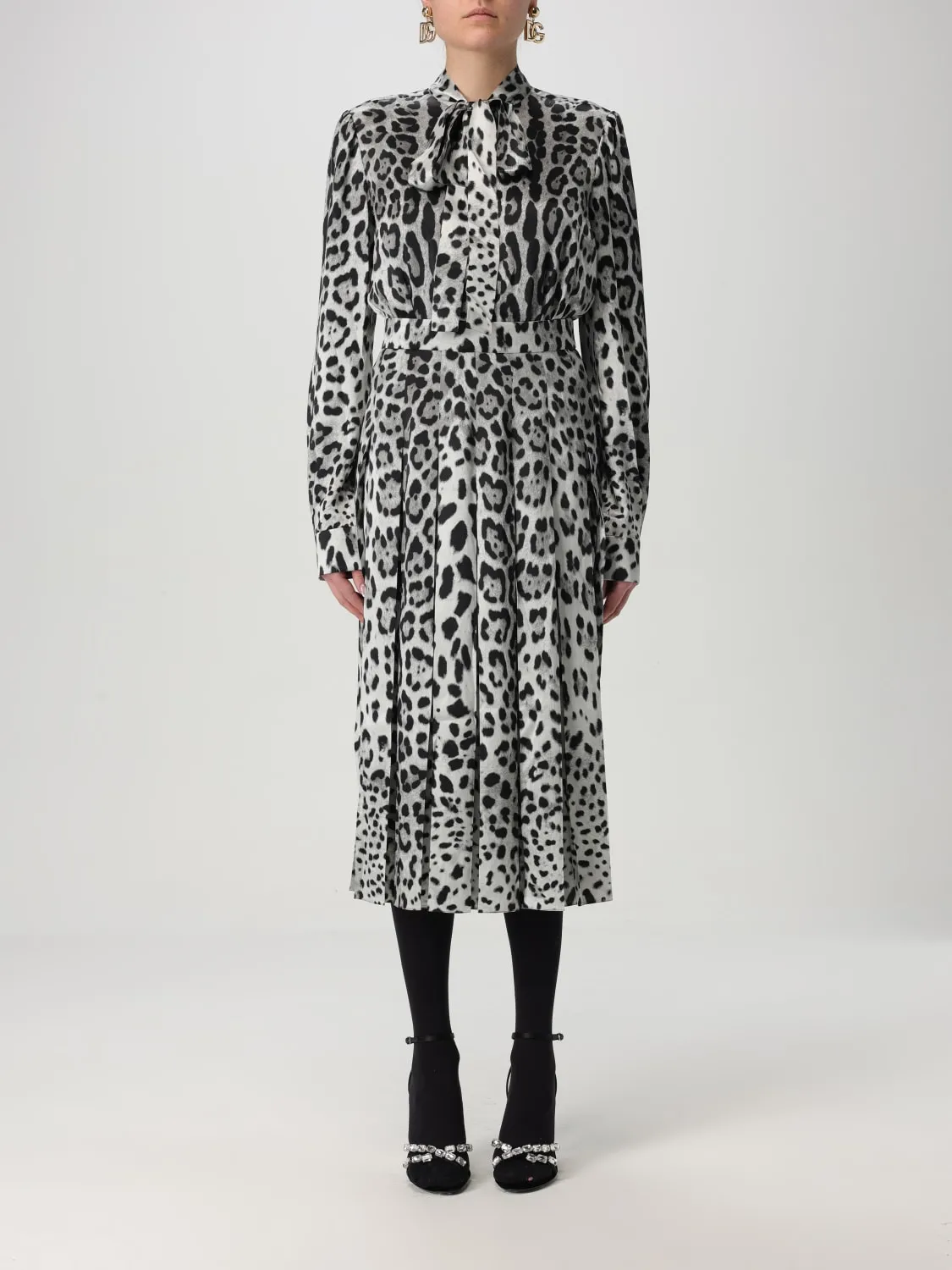 Abito chemisier Dolce & Gabbana in seta animalier