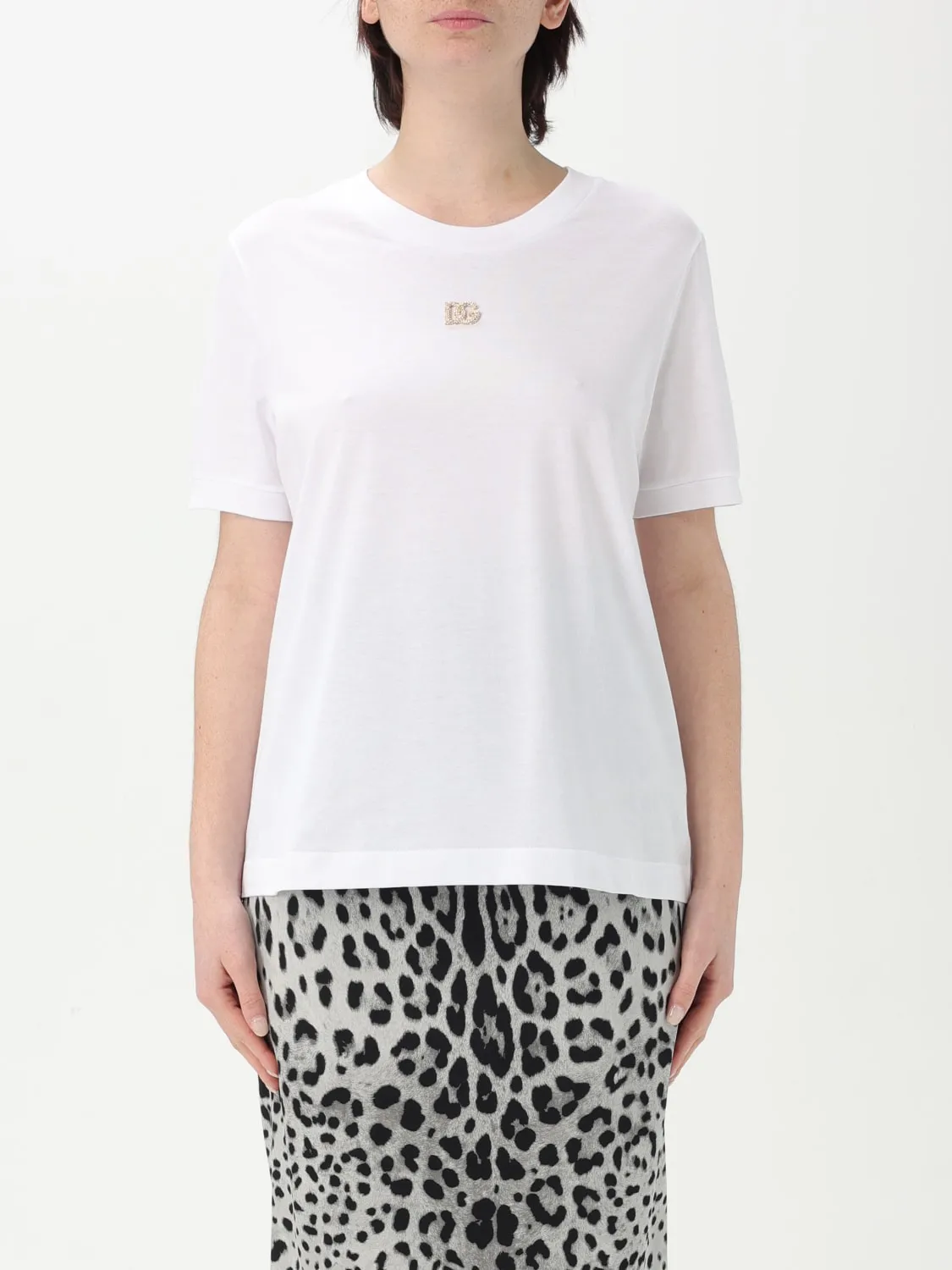 T-shirt in cotone con logo DG gioiello Dolce & Gabbana