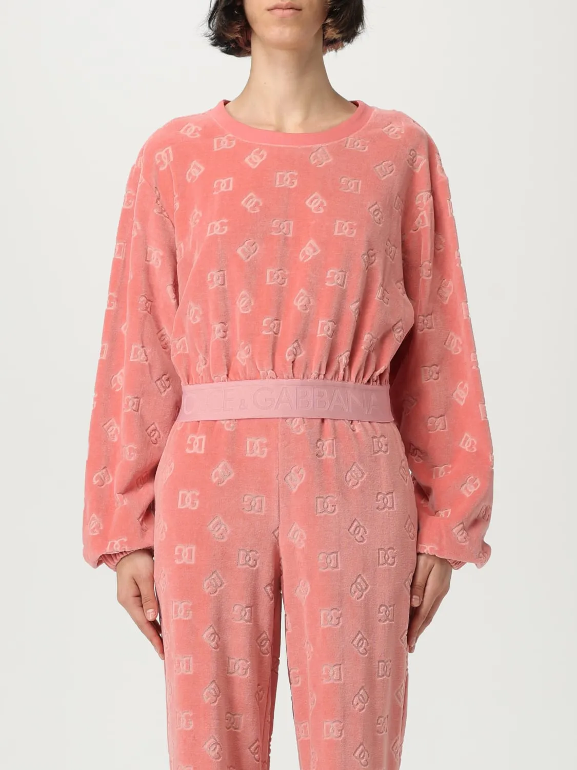 Felpa in velluto logata Dolce & Gabbana