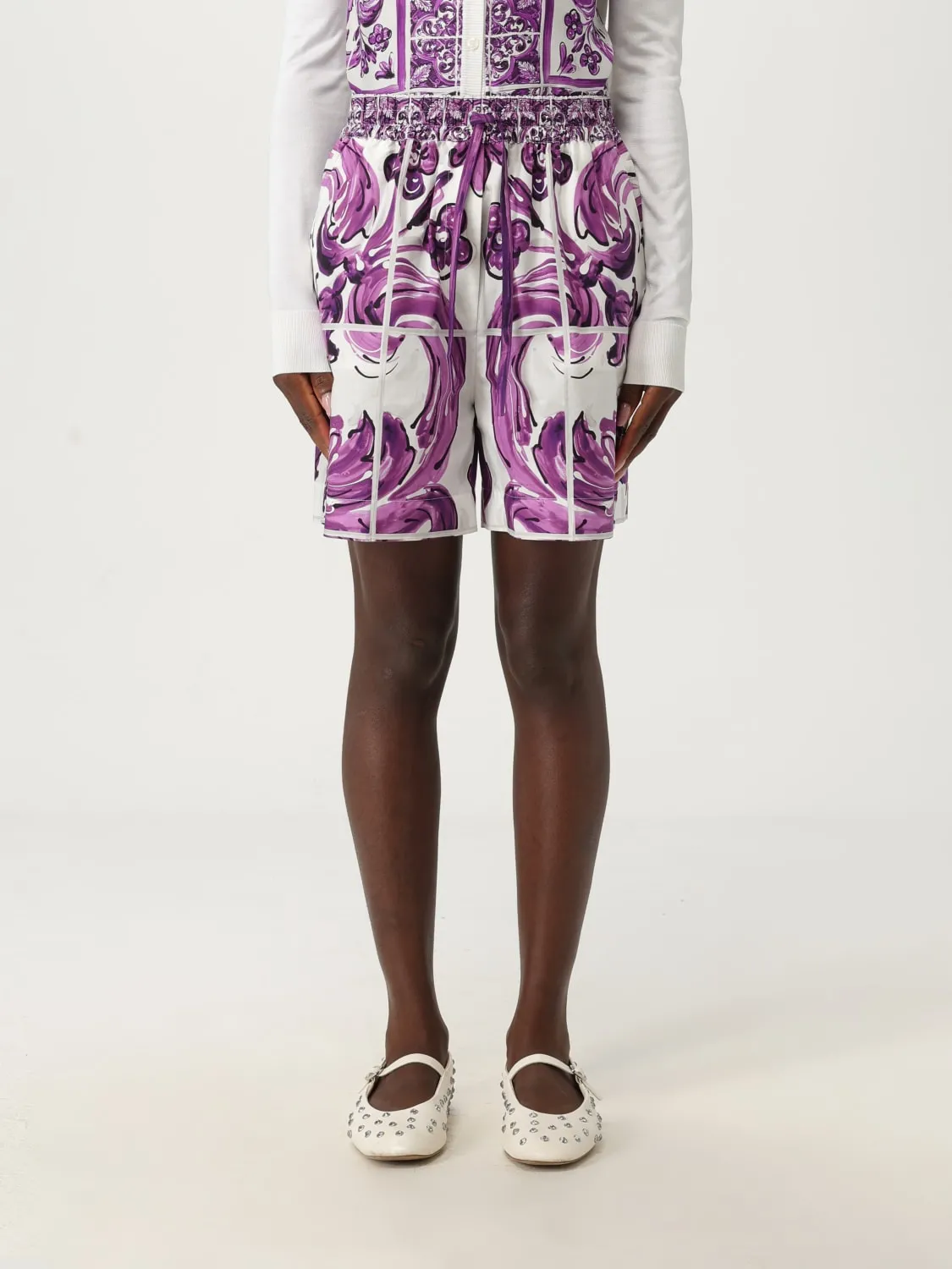 Pantaloncino Dolce & Gabbana in cotone con stampa Maioliche