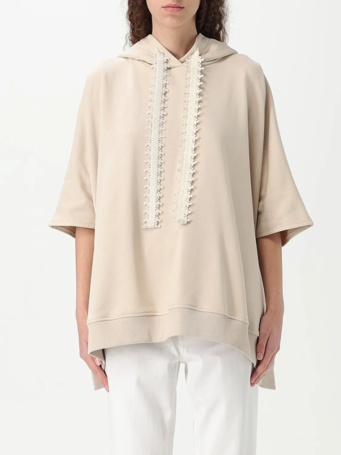 Felpa Dondup in cotone con inserti in pizzo