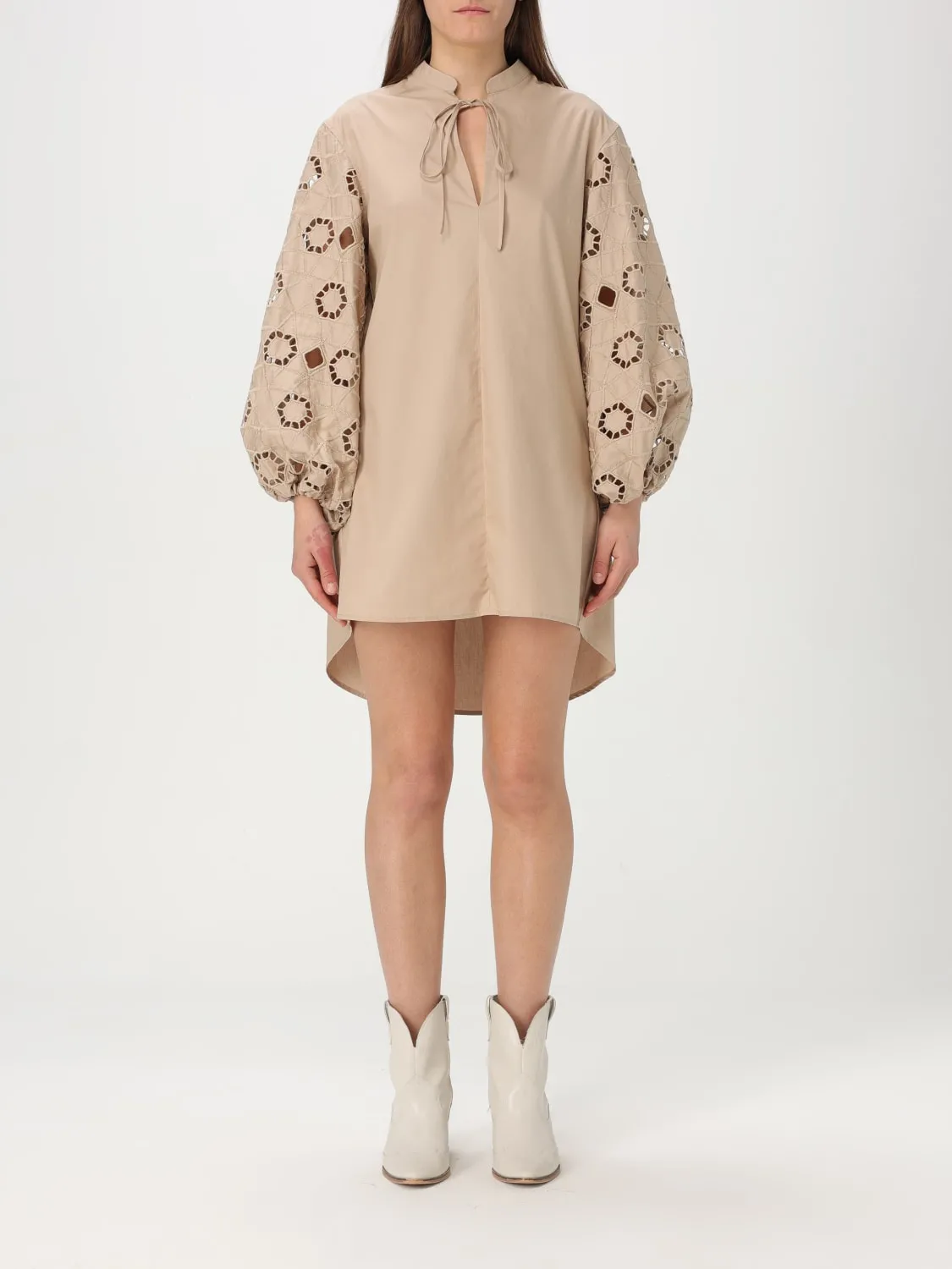 Abito Dondup in cotone con inserti in macramè