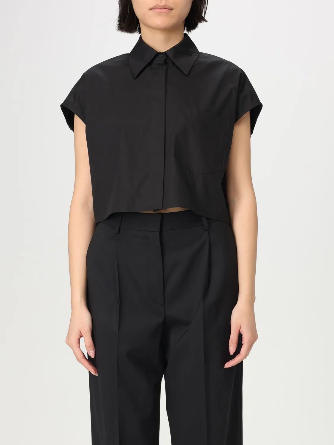 Camicia cropped Dondup in cotone con inserti in macramè