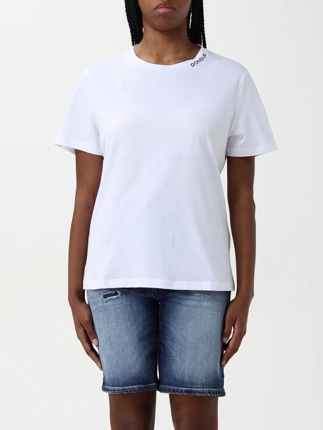 T-shirt in cotone basic con mini logo Dondup