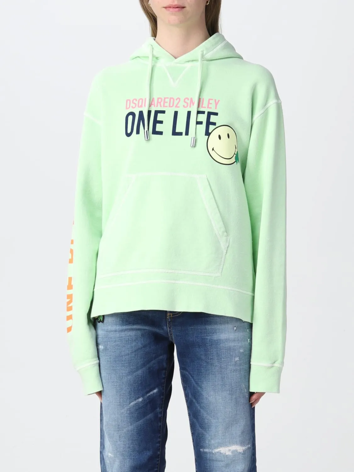 Felpa One Life One Planet Smiley Dsquared2 con stampa