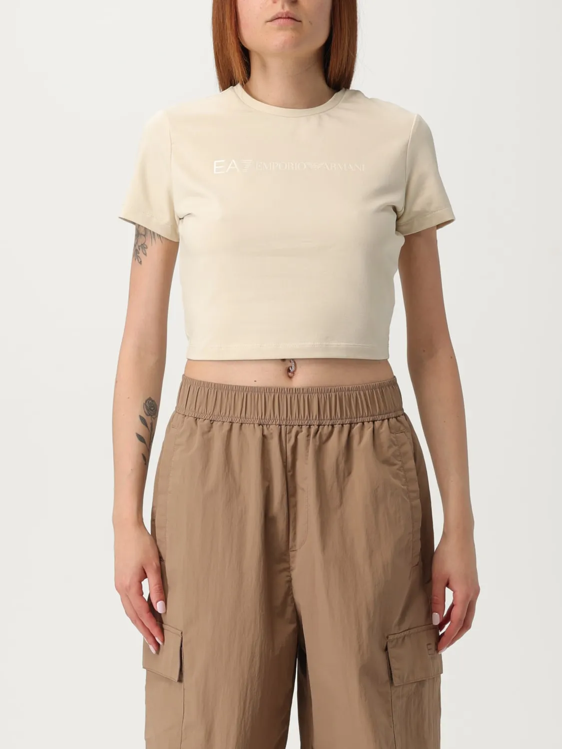T-shirt crop in cotone Ea7