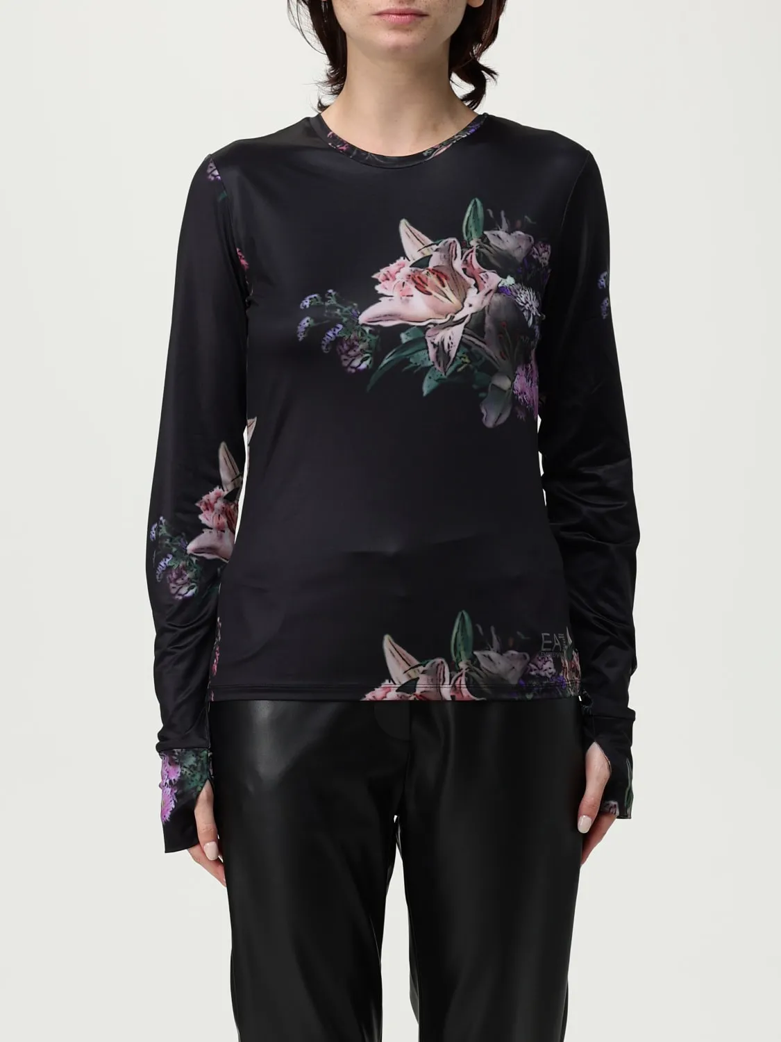 Top EA7 in jersey con stampa floreale