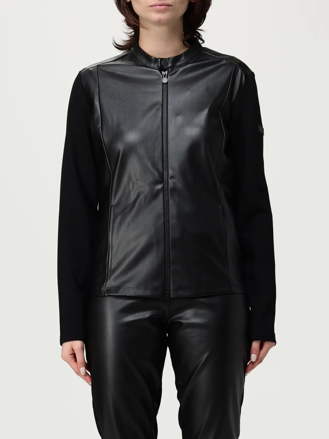 Felpa EA7 in jersey e pelle sintetica