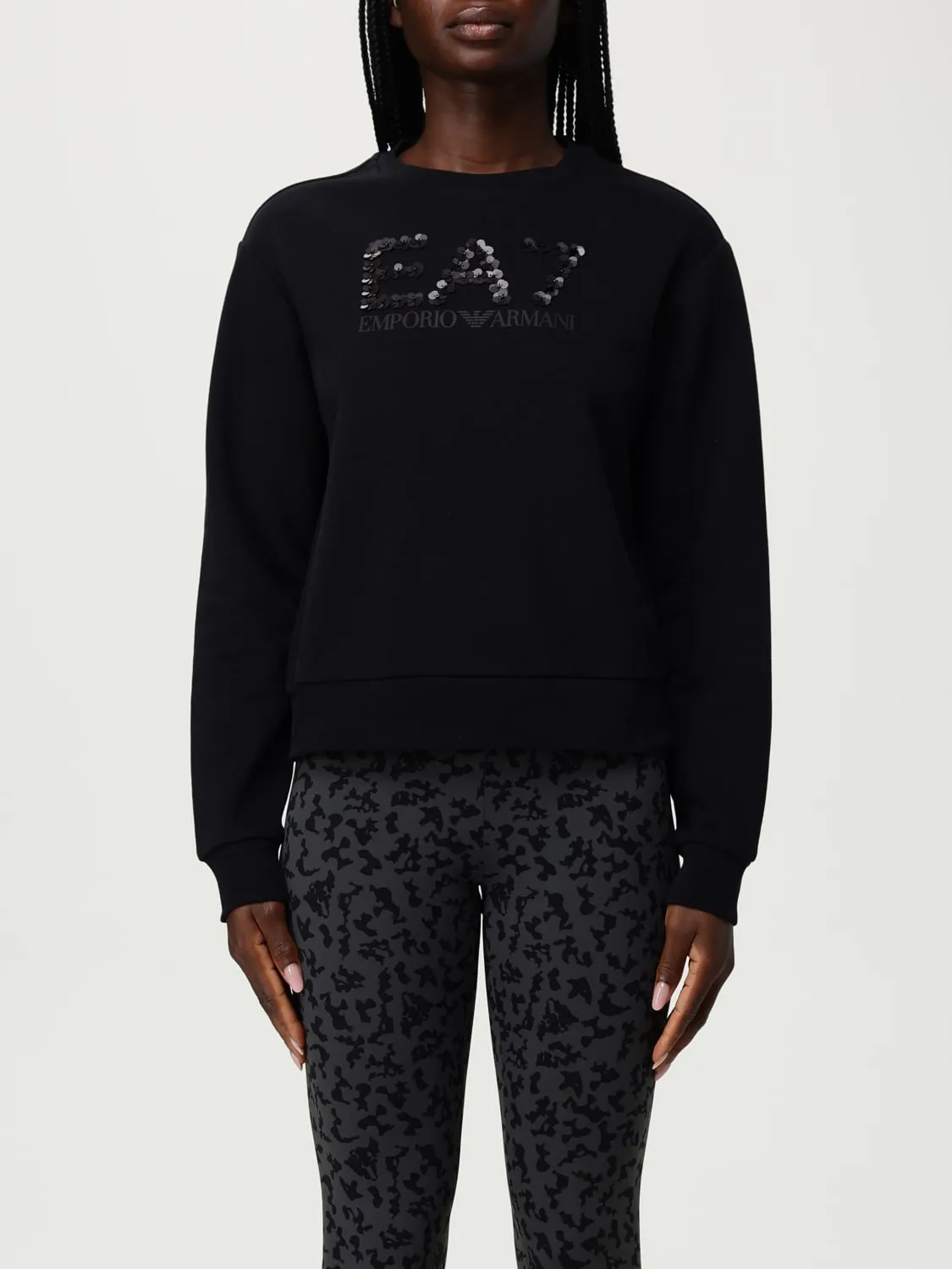 Felpa EA7 in misto cotone con paillettes