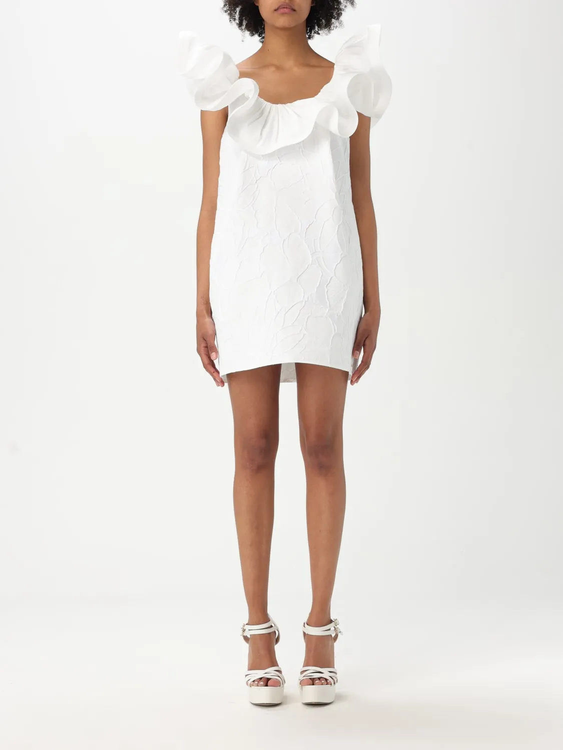 Abito Elisabetta Franchi in jacquard con rouches