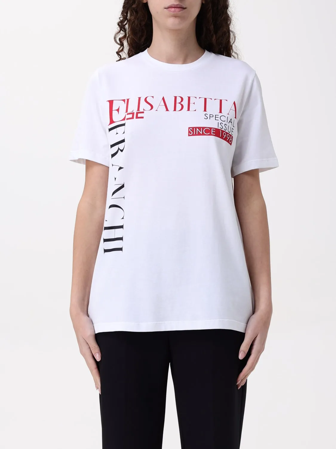 T-shirt in cotone con stampa logo Elisabetta Franchi