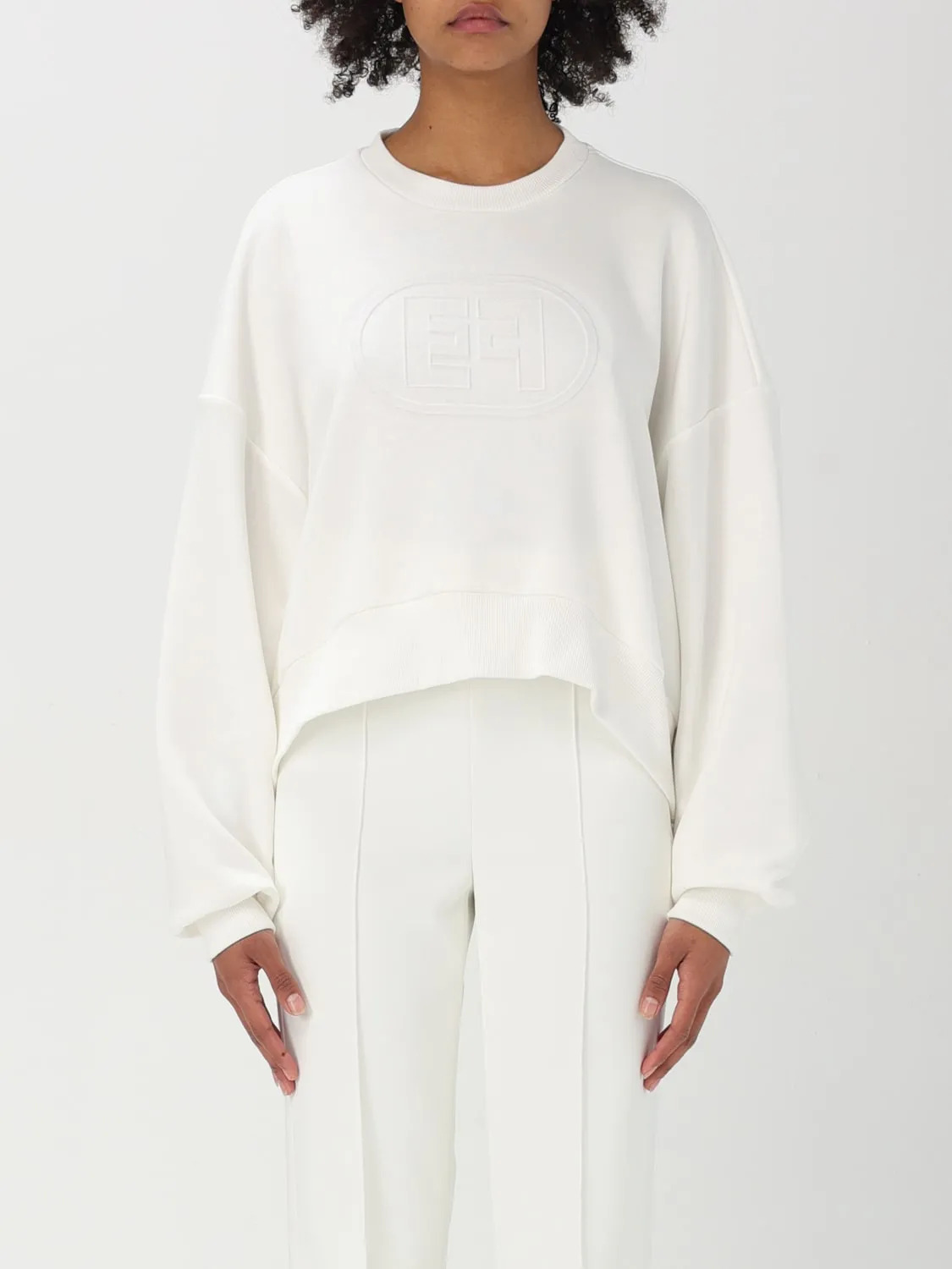 Felpa a girocollo con logo Elisabetta Franchi