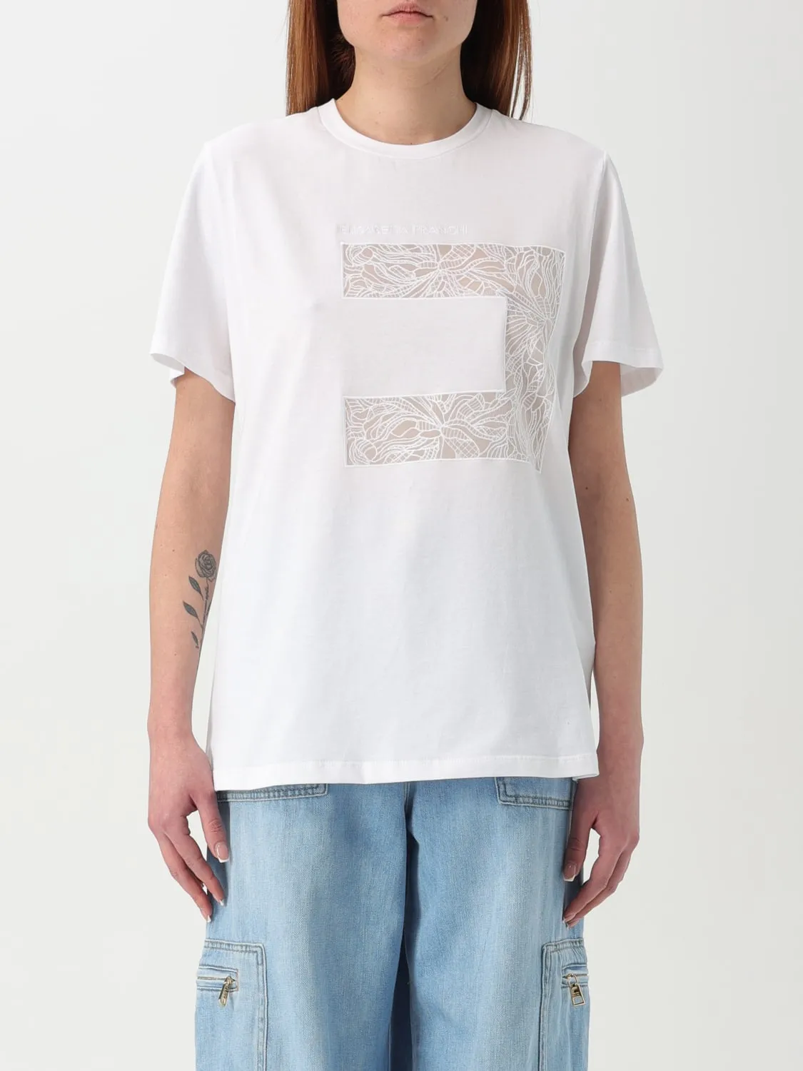 T-shirt Elisabetta Franchi in cotone con monogram