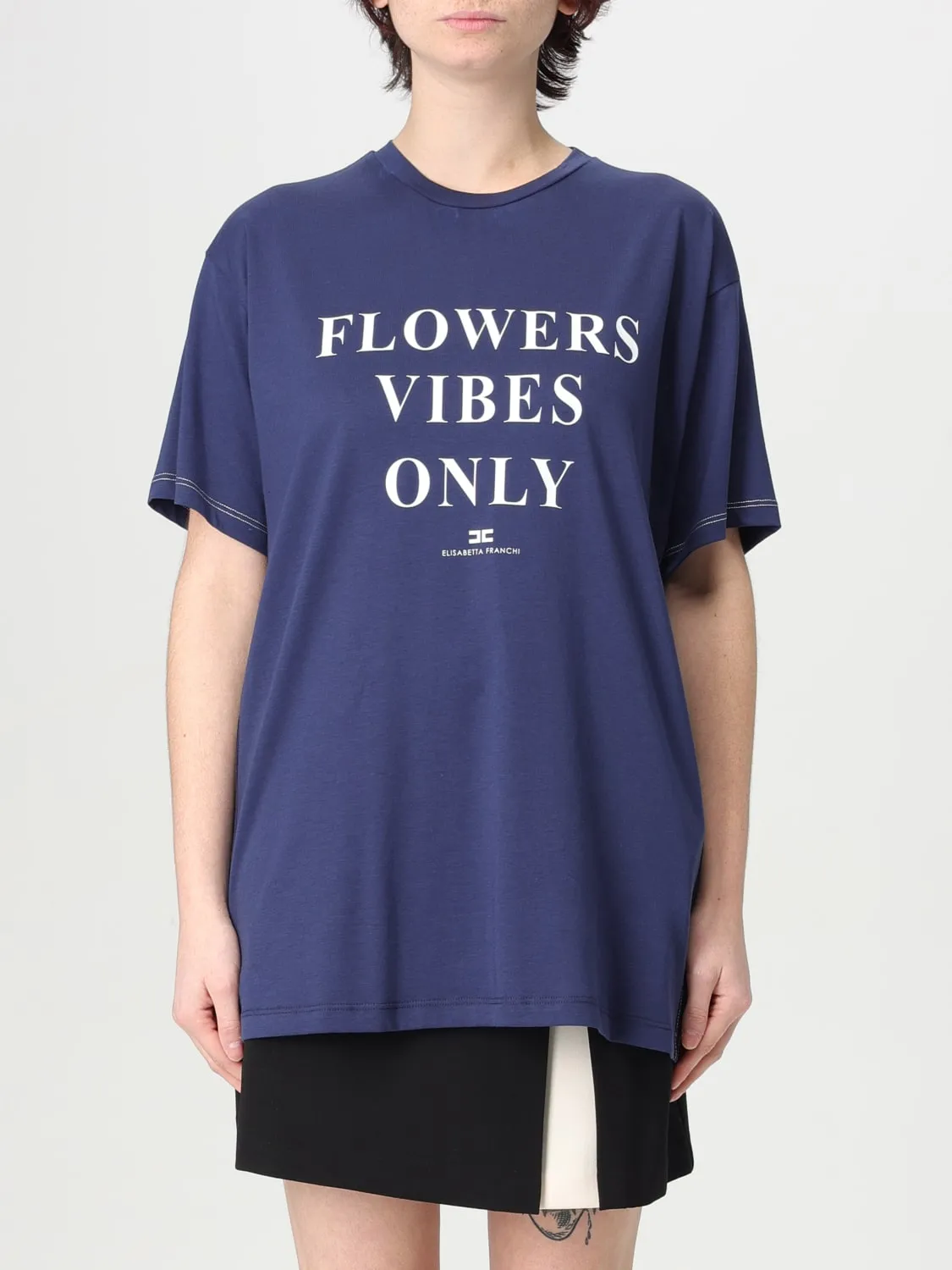 T-shirt con stampa slogan Elisabetta Franchi