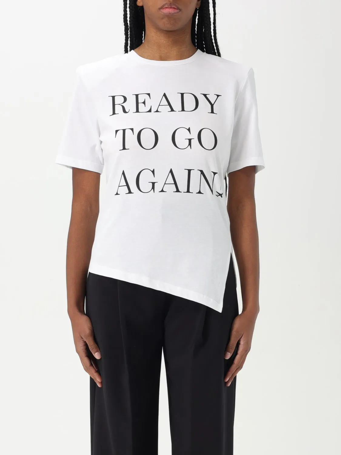 T-shirt in cotone con stampa slogan Elisabetta Franchi