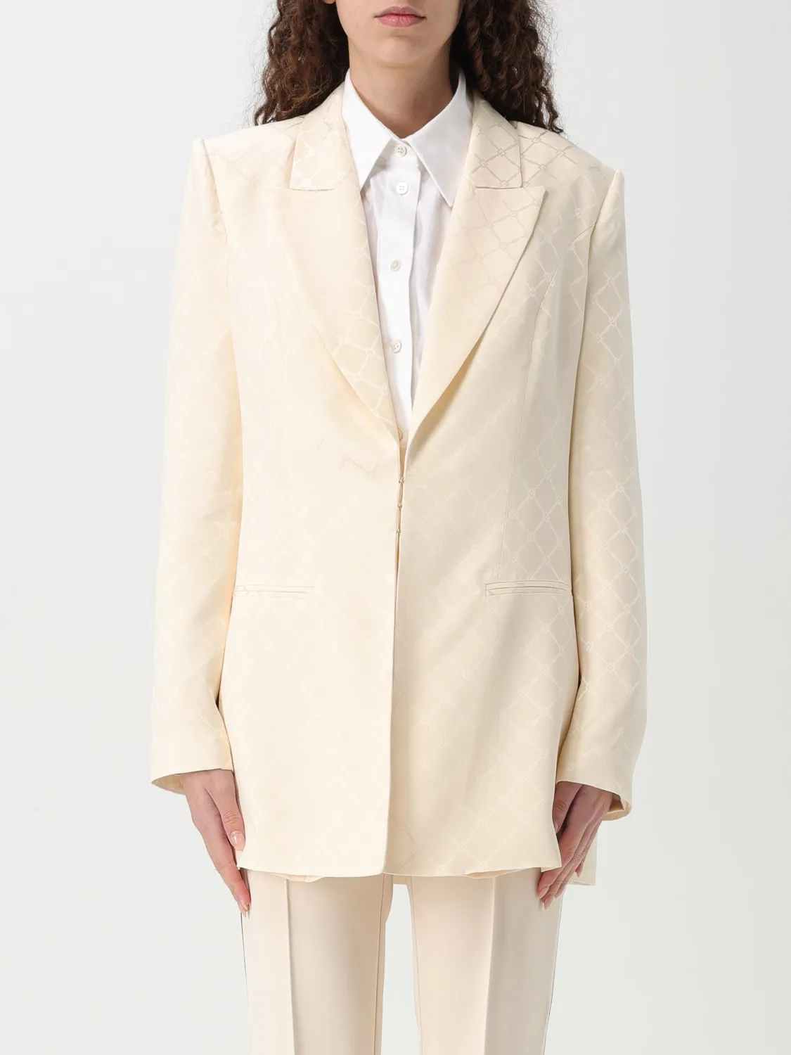 Blazer a monopetto Elisabetta Franchi in satin jacquard