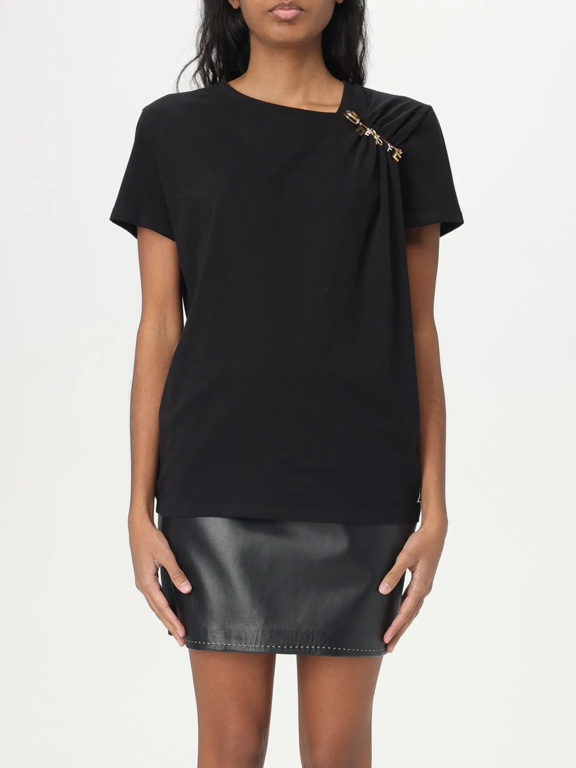 T-shirt Elisabetta Franchi in cotone con spilla