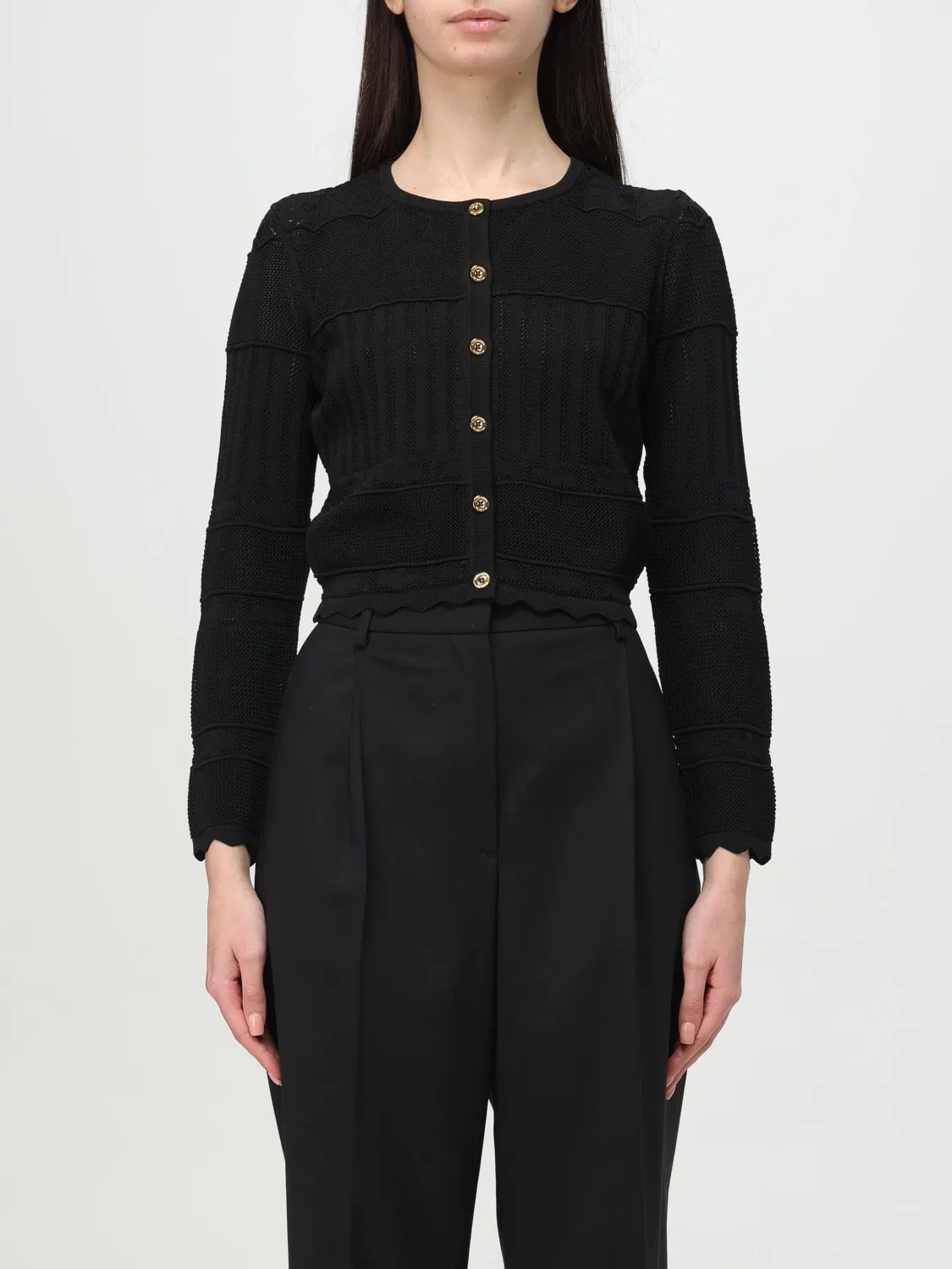 Cardigan in maglia con ricami à jour Elisabetta Franchi