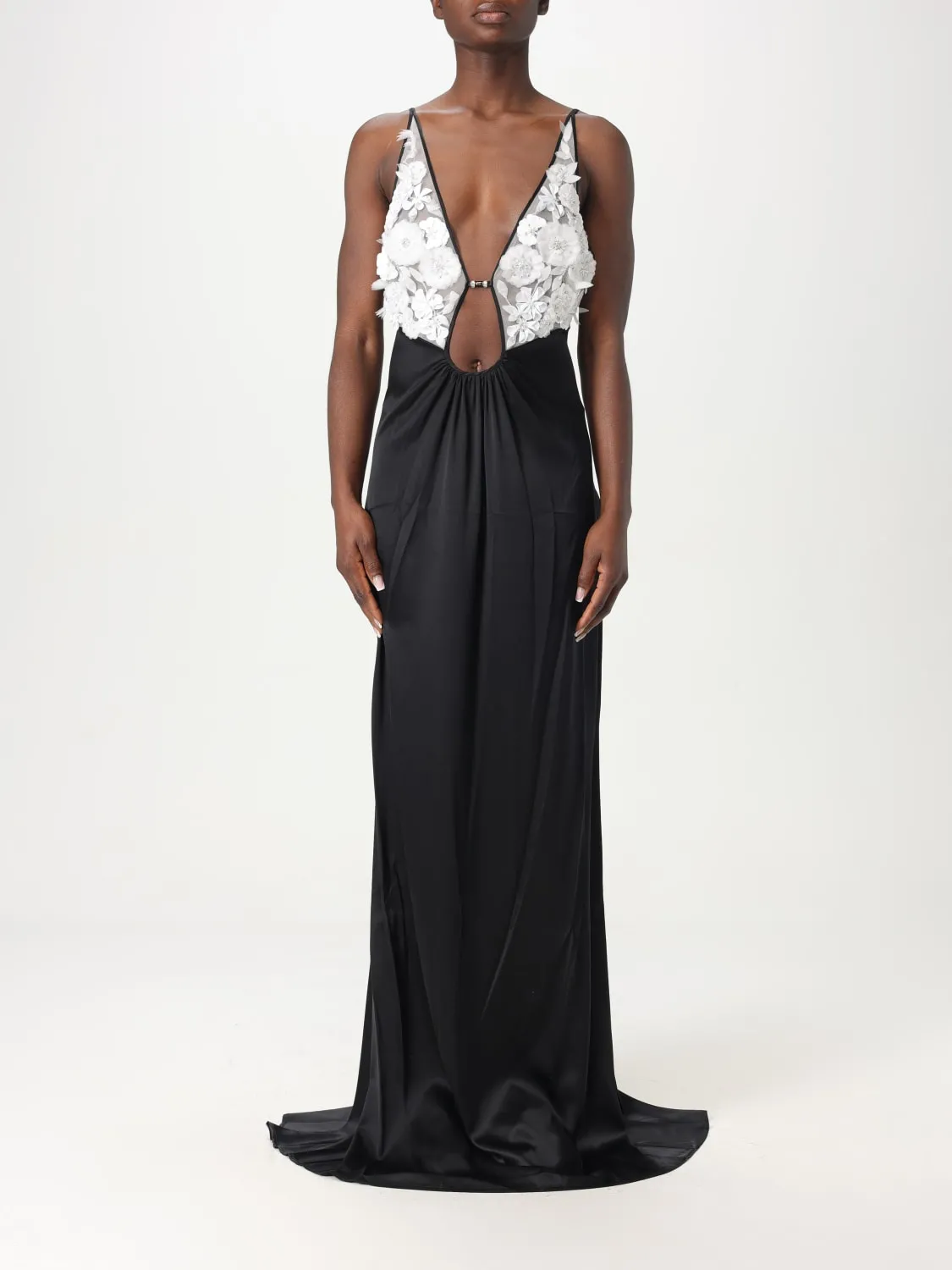 Abito Elisabetta Franchi in seta con applicazioni