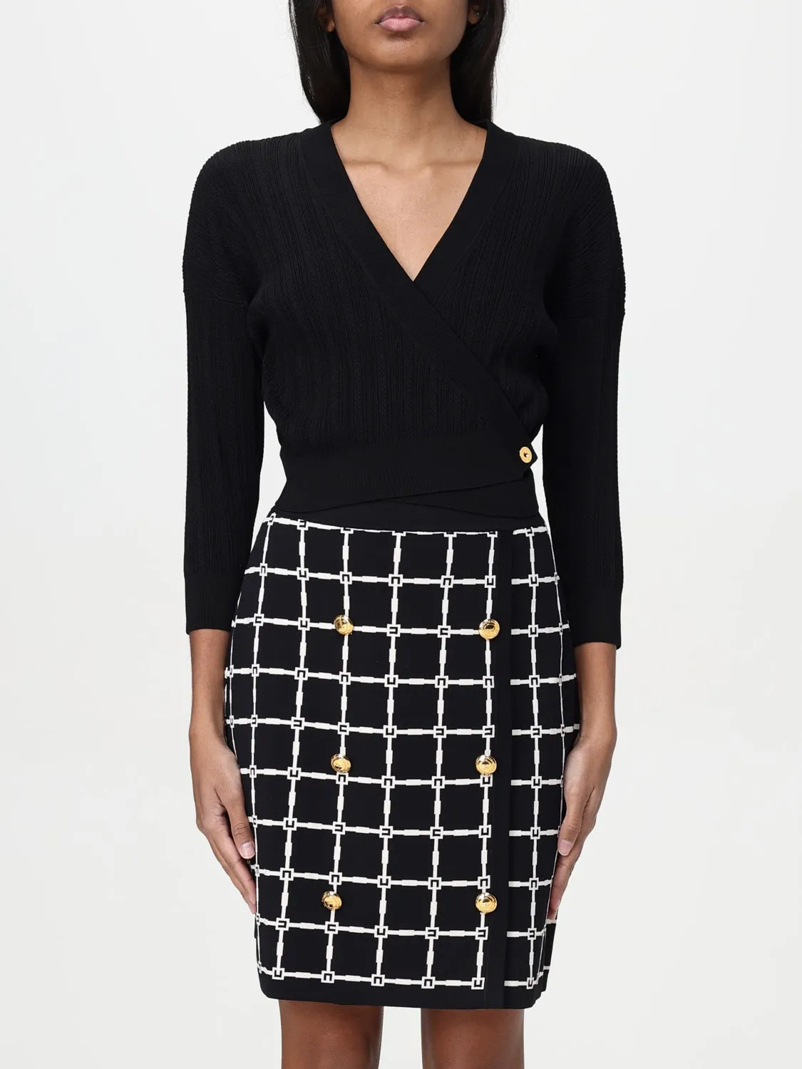 Cardigan a v crop Elisabetta Franchi in lana