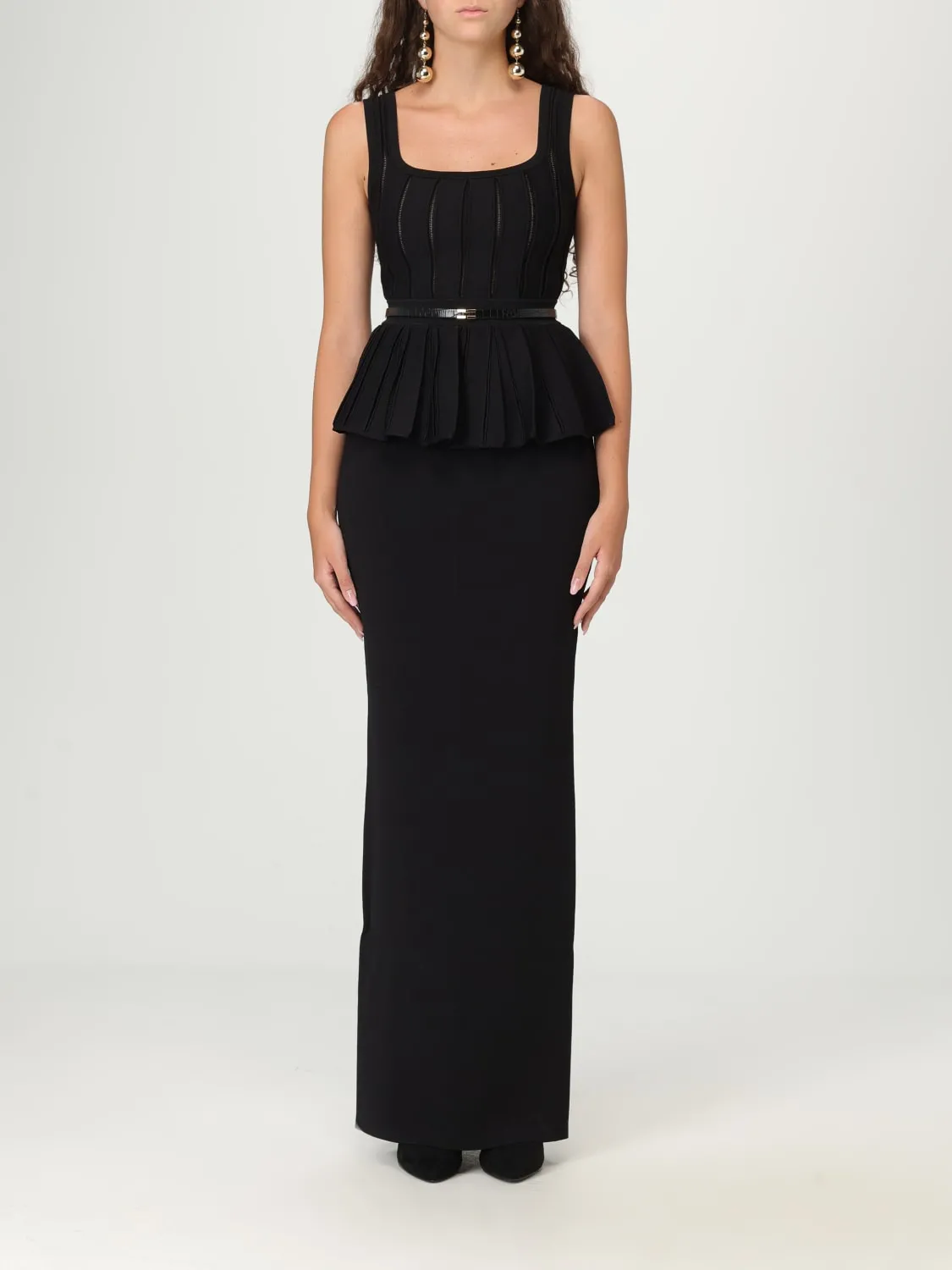 Abito Red Carpet in maglia con baschina Elisabetta Franchi