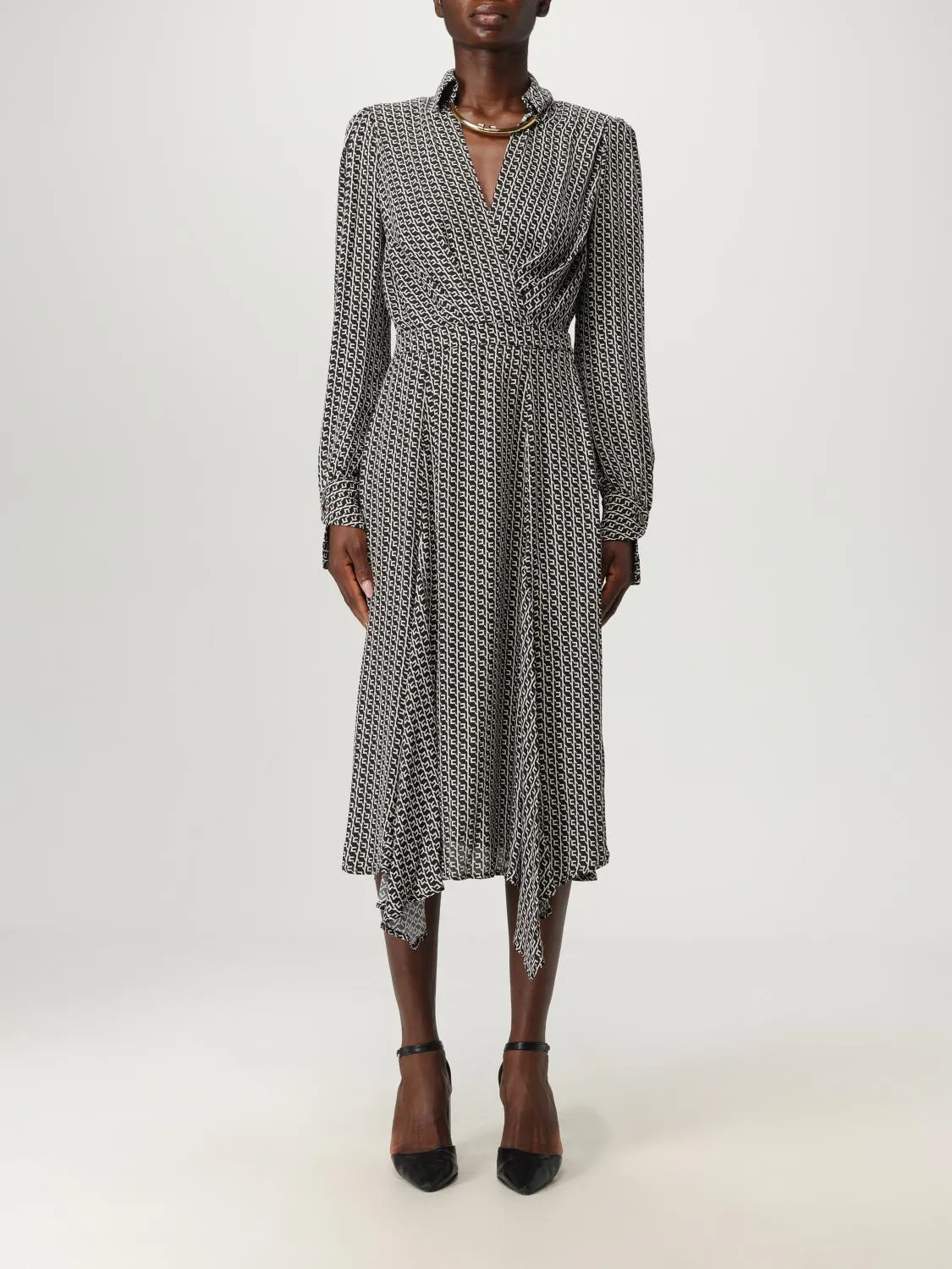 Abito Elisabetta Franchi in viscosa con stampa monogram