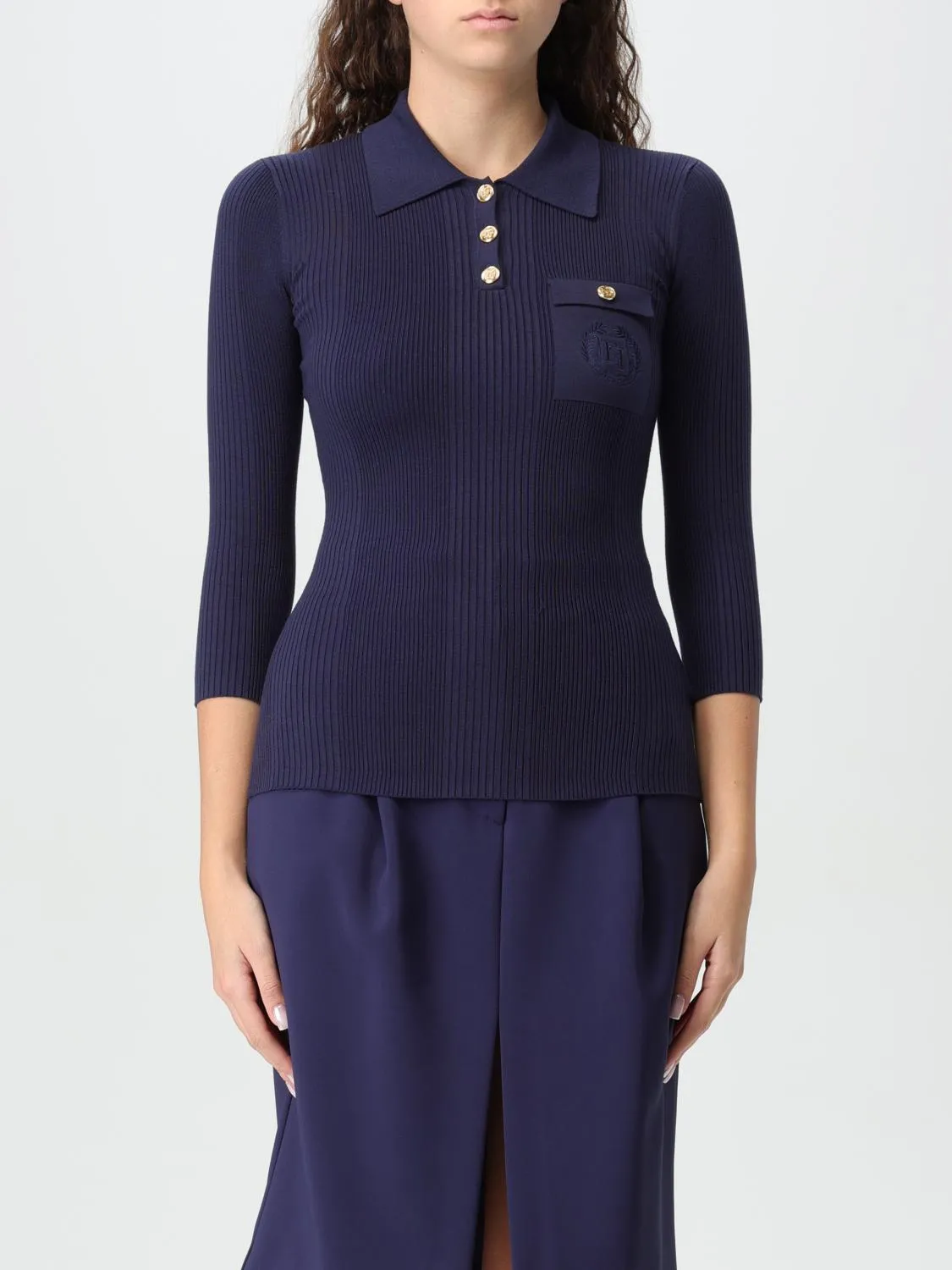 Polo Elisabetta Franchi in lyocell a costine