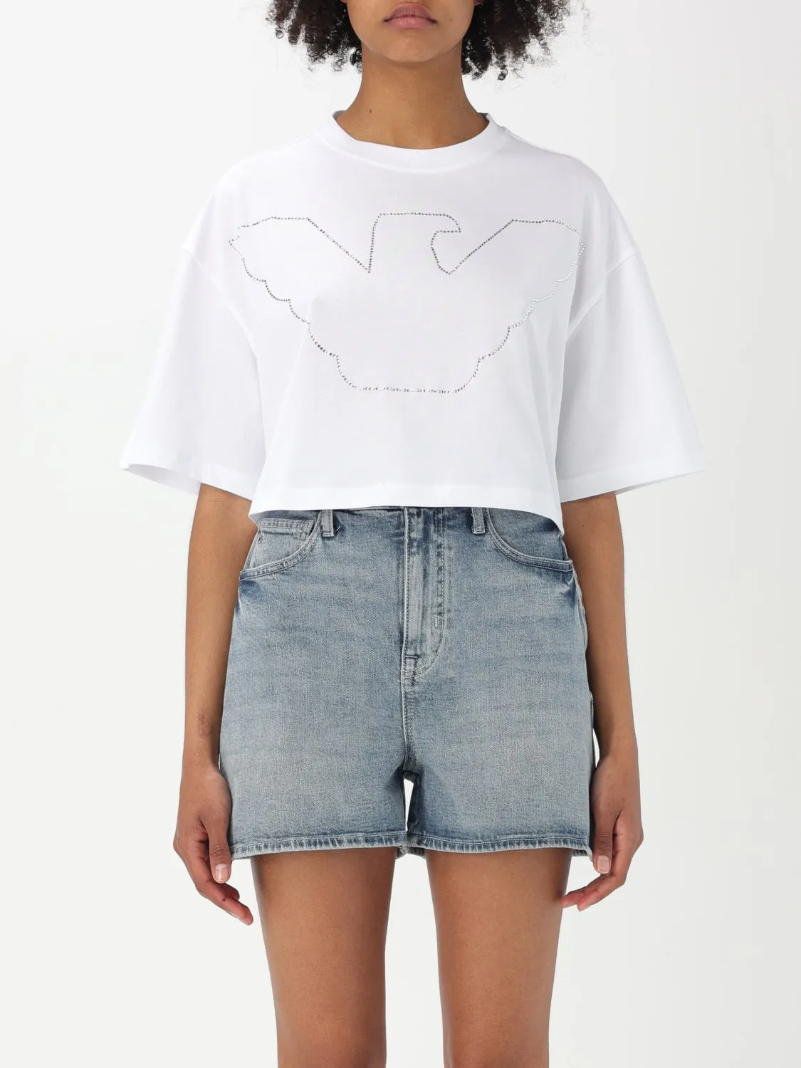 T-shirt crop Emporio Armani con maxi logo