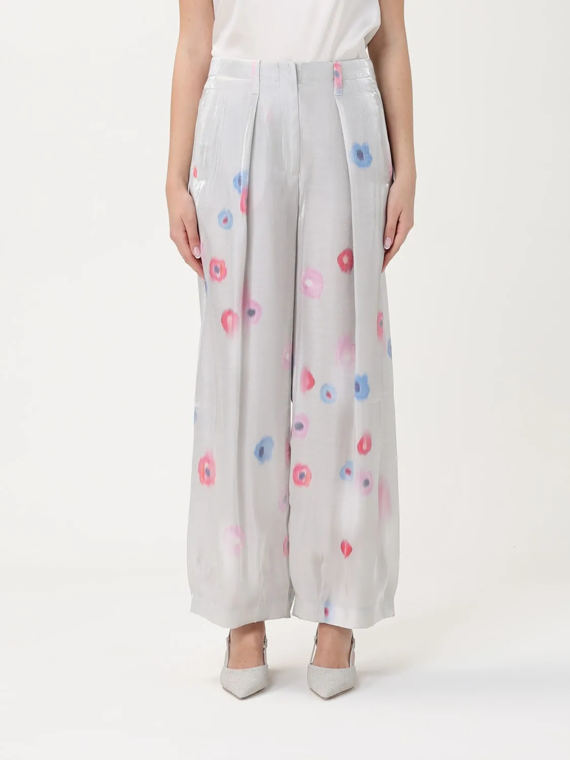 Pantalone Emporio Armani in viscosa con stampa floreale