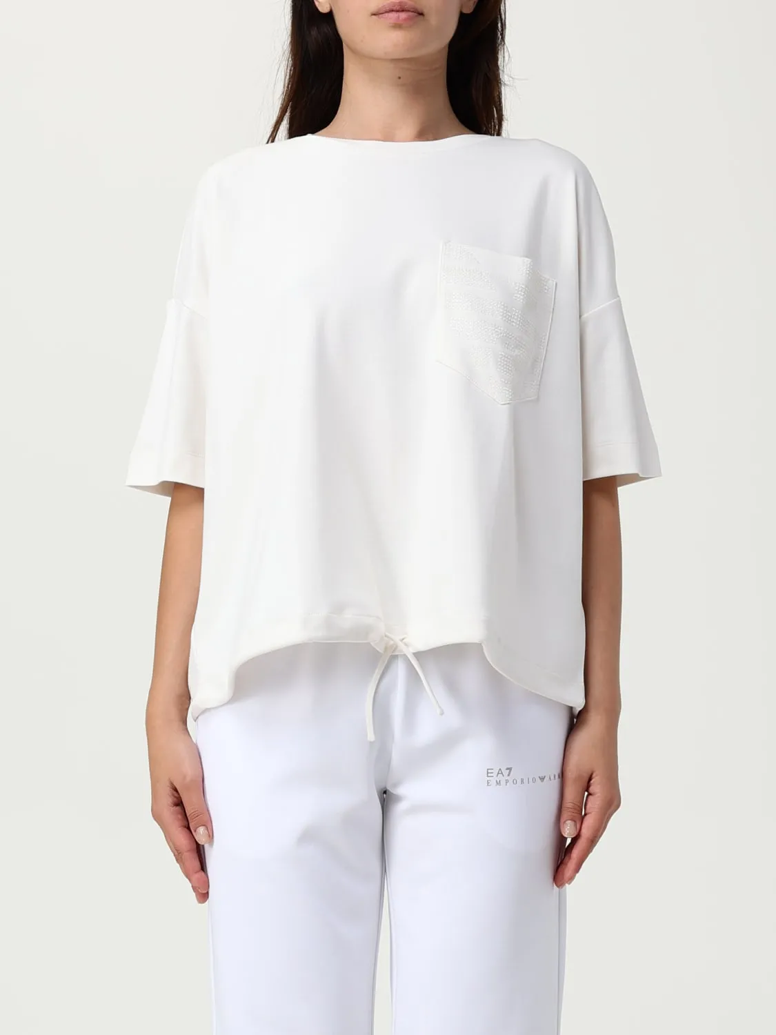 T-shirt con logo di strass Emporio Armani