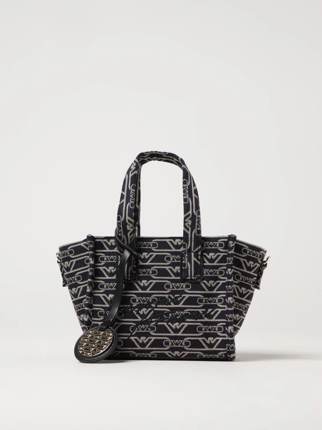 Borsa Emporio Armani in canvas misto cotone con logo jacquard