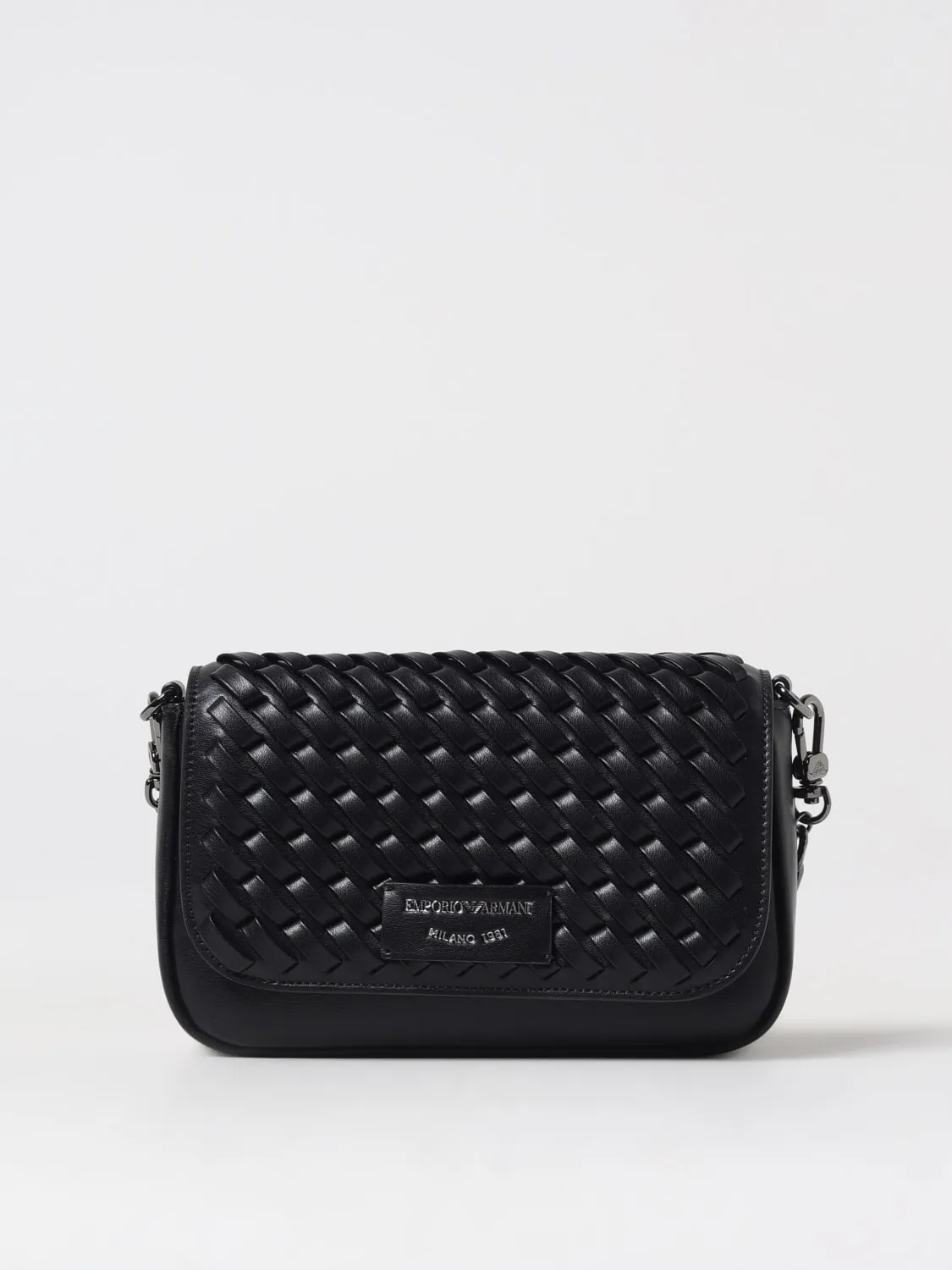 Borsa a spalla in pelle intrecciata Emporio Armani